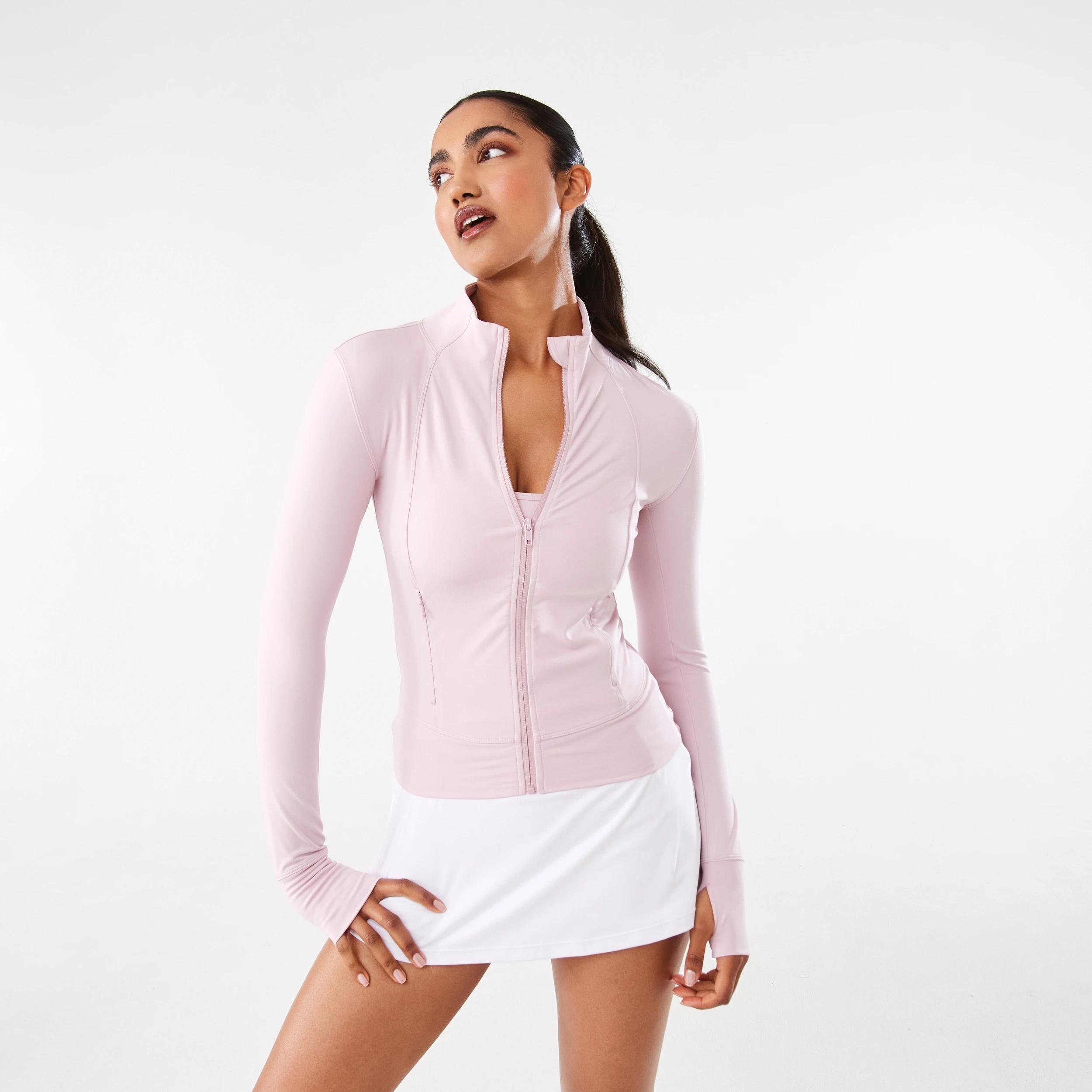 1 Active Womens Long Sleeve Ultrasoft Jacket AURA PINK, 1 of 7