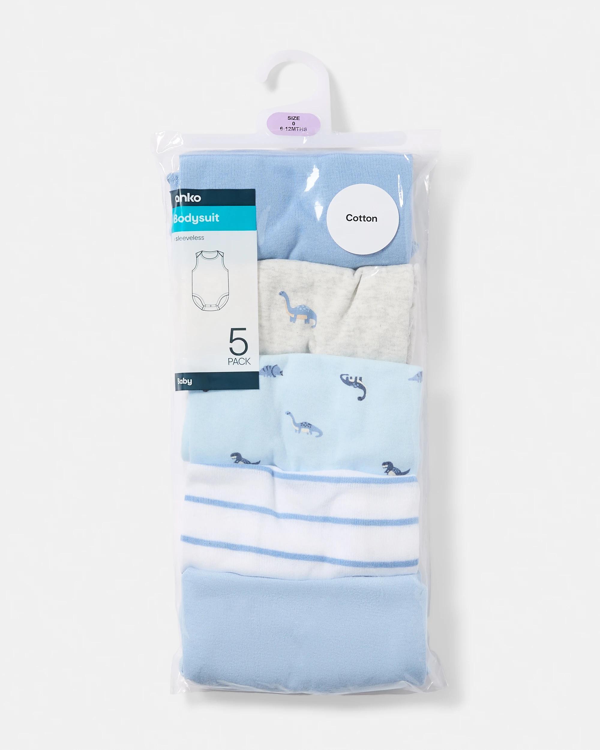 3 5 Pack Sleeveless Bodysuits Blu Dno, 3 of 3