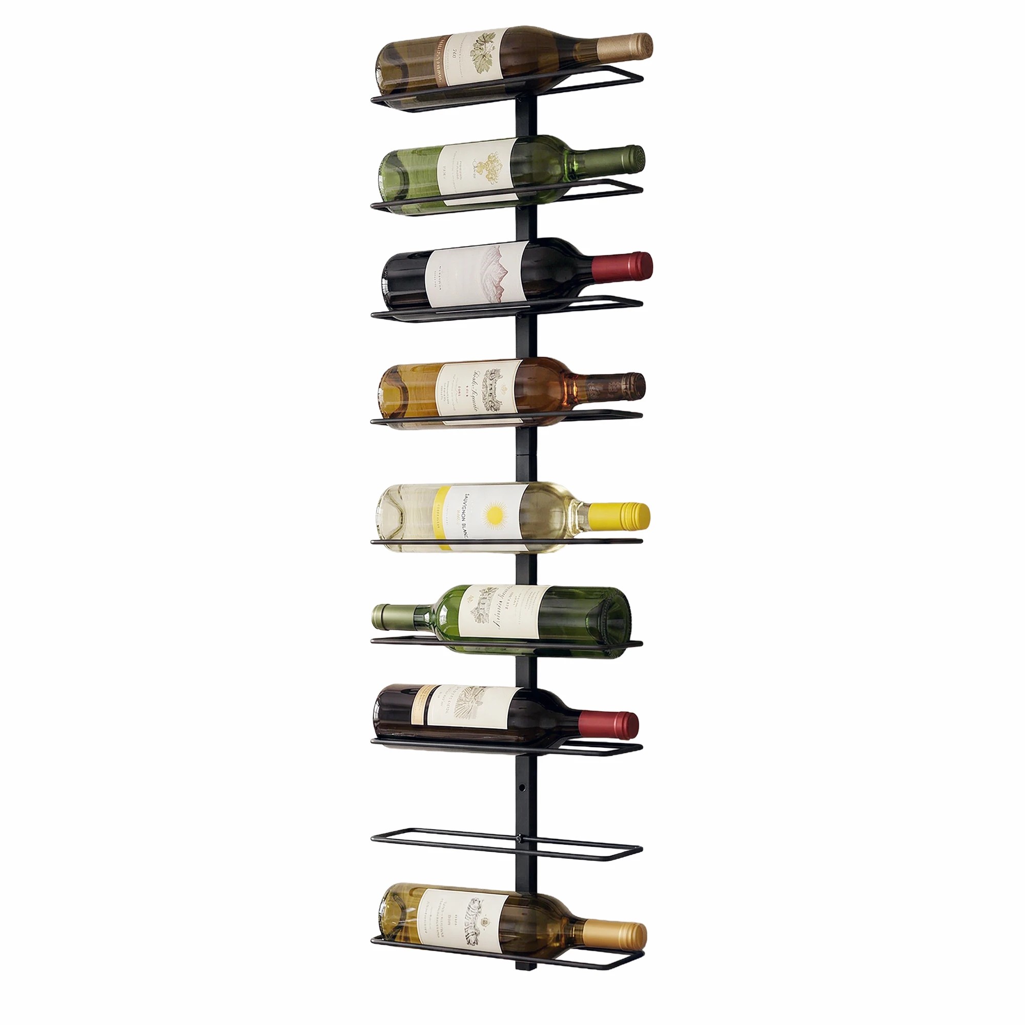 1 Artiss Wall Mounted Wine Rack 9 Bottles Display Storage Organizer Metal - Black, 1 of 8