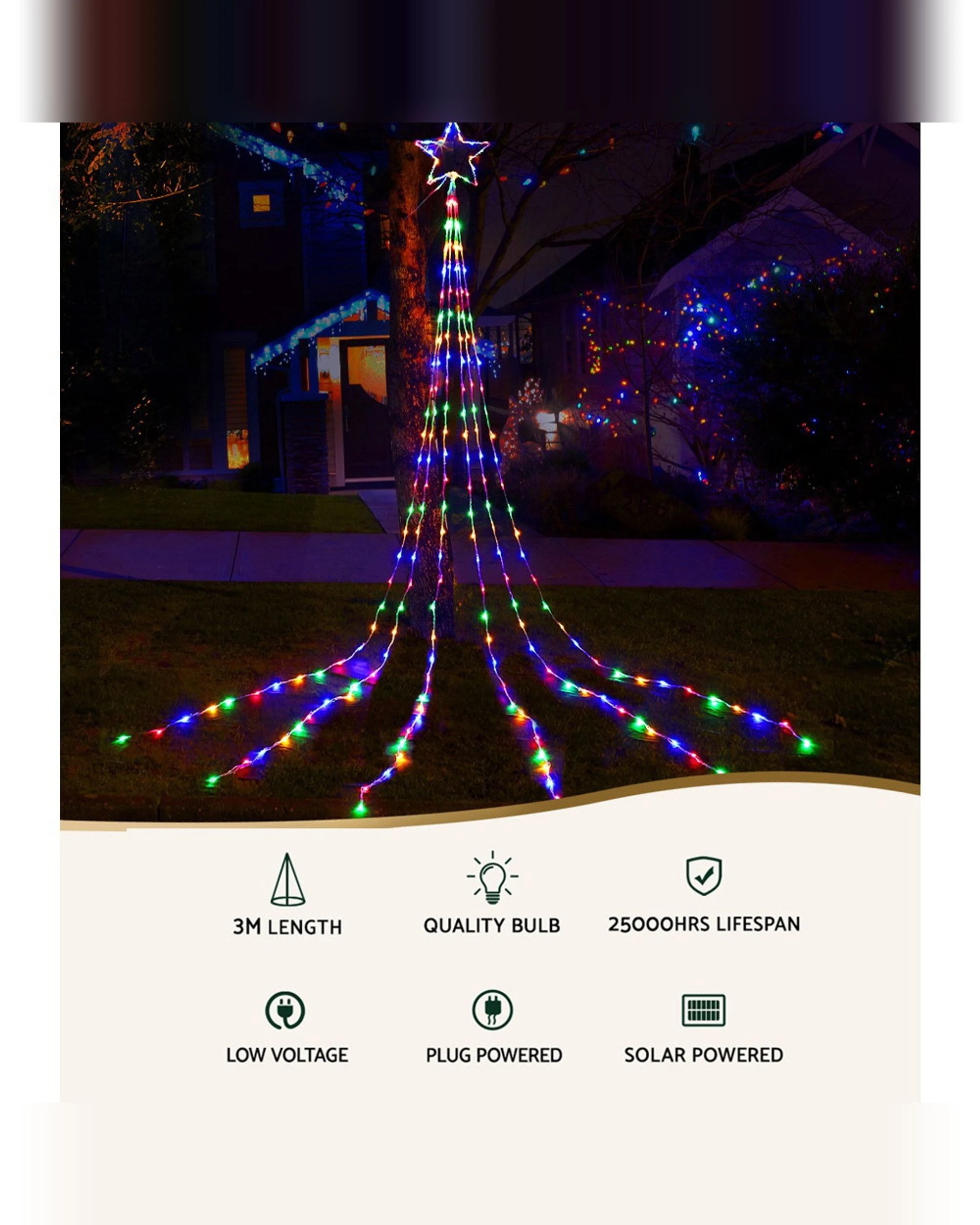 3 Jingle Jollys 3m Solar Christmas Lights String Light 200 Led
 - Multi, 3 of 3