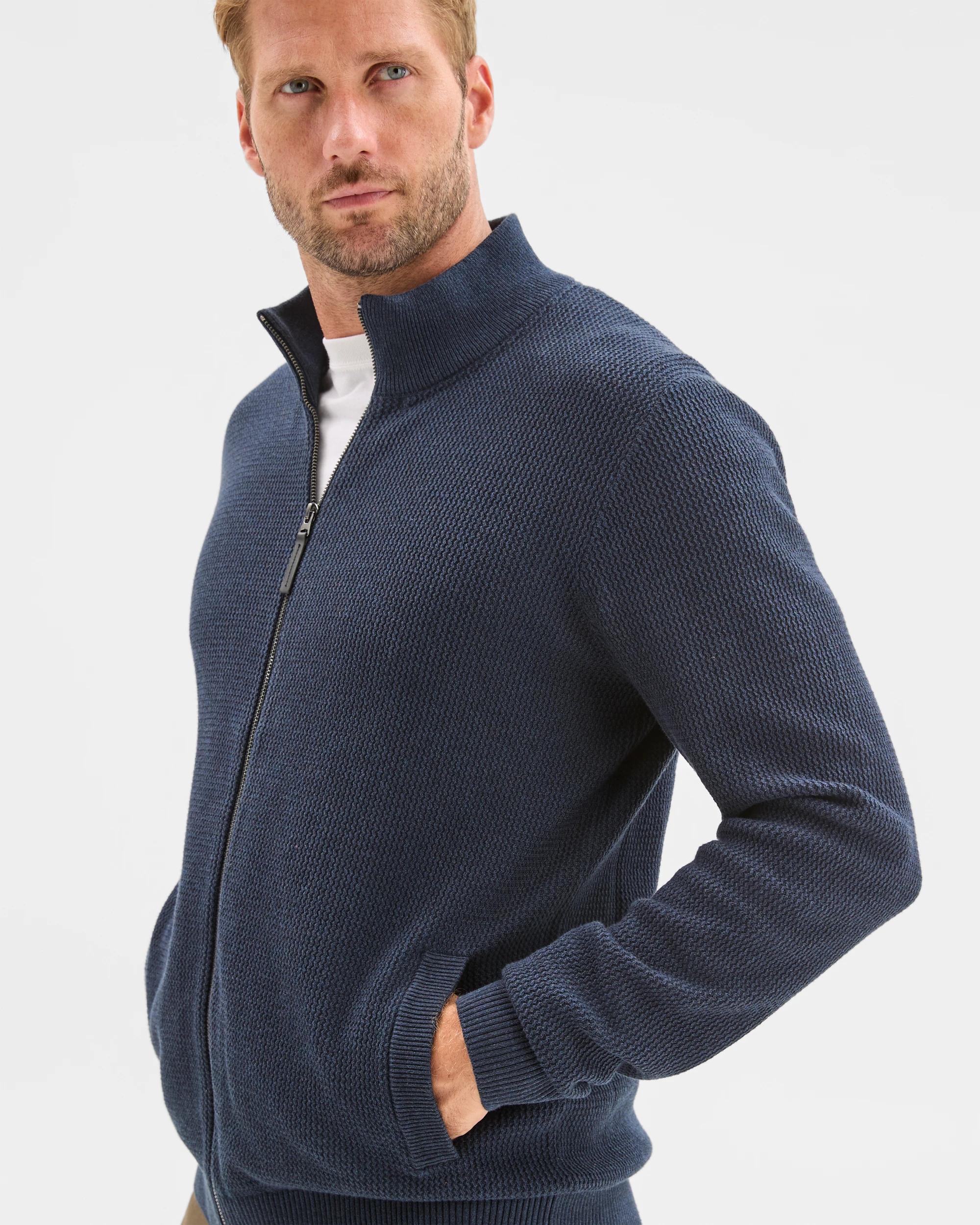 4 Target Man Australian Cotton Zip Through Knit Jumper NAVY, 4 of 6