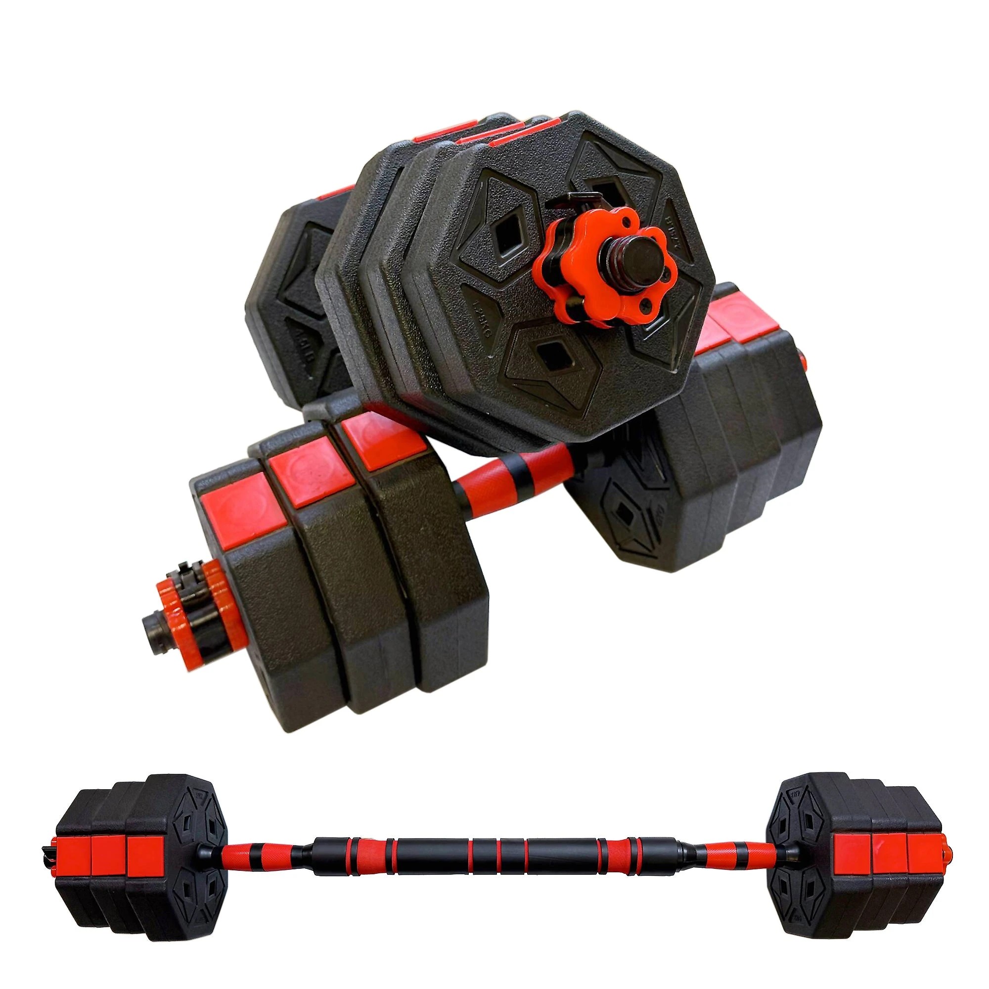 1 Fitness Master Adjustable Dumbbell Set Octagonal Antiroll Barbell Training 40kg, 1 of 6