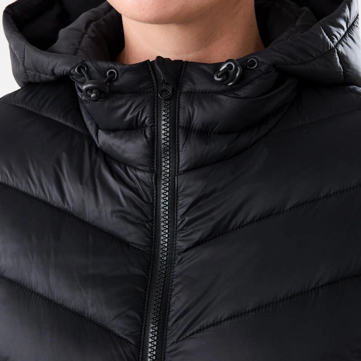 6 Active Womens Longline Packable Puffer Jacket Black, 6 of 7
