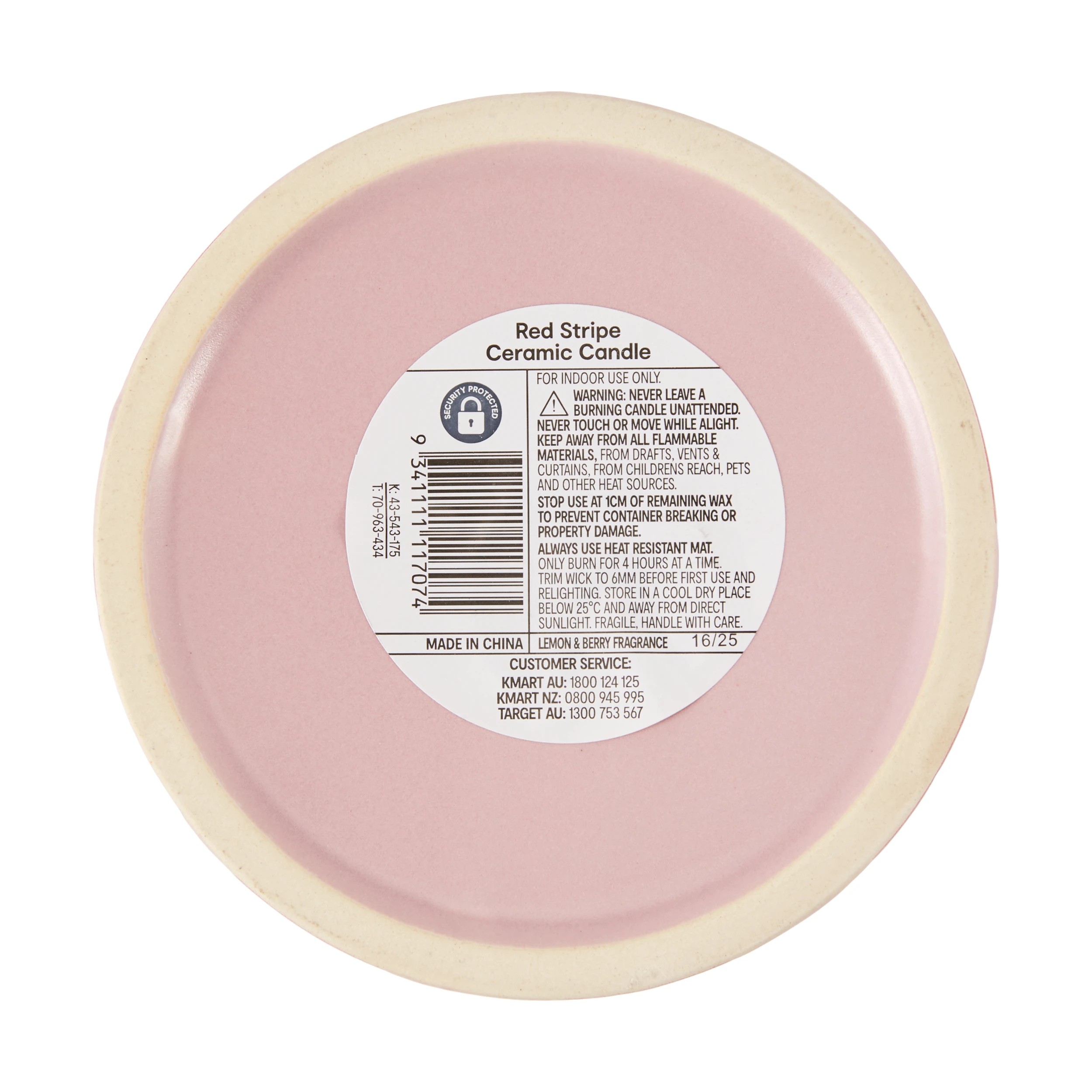 4 Red Stripe Ceramic Candle, 4 of 4