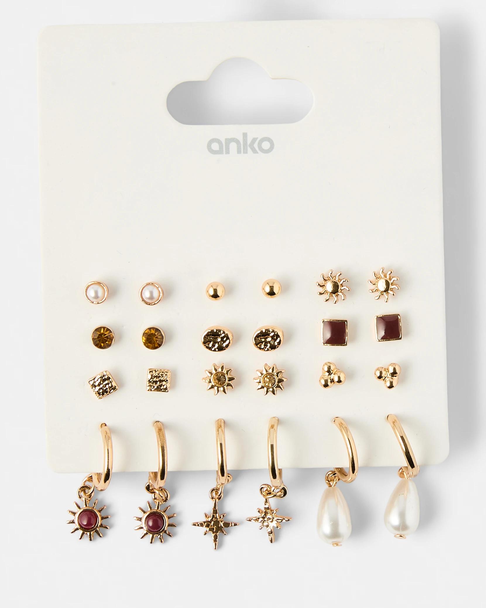 5 12 Pack Celestial Earrings - Gold Tone Gold, 5 of 5