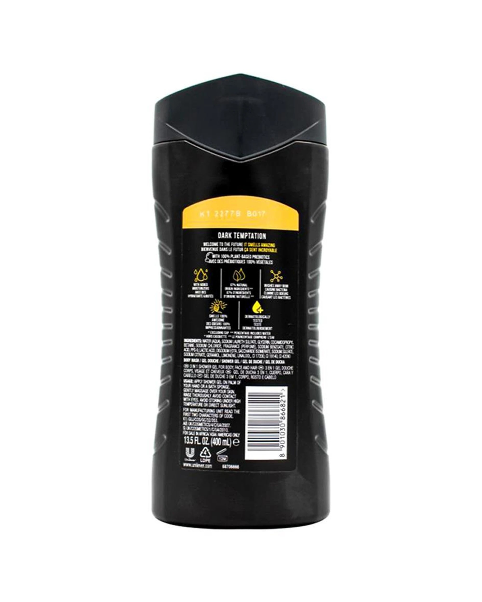 3 Axe Dark Temptation 6PK 3-in-1 Body Face Hair Wash 400ml Dark Chocolate Scent - Black, 3 of 4