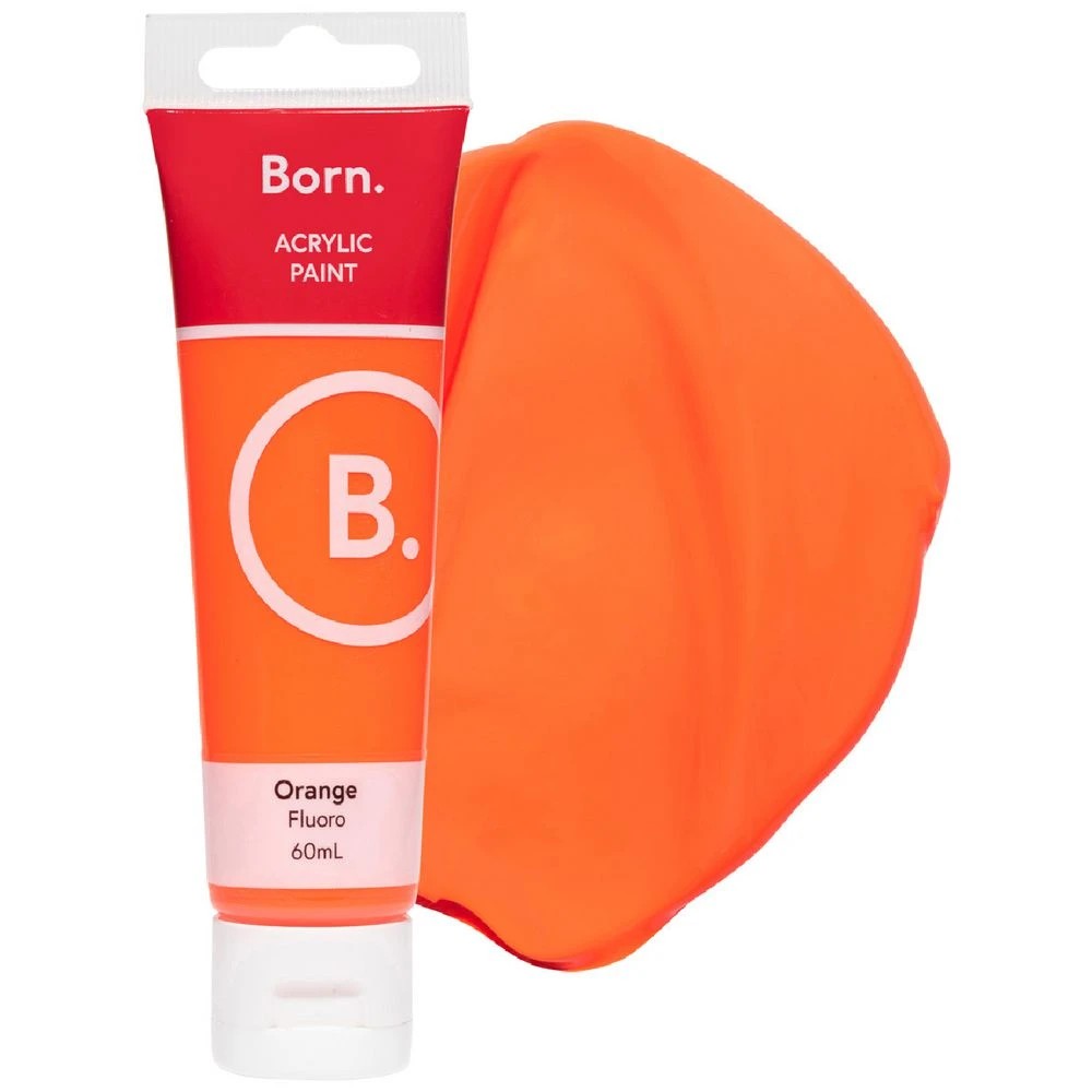 1 Born Acrylic Paint 60mL Fluoro Orange, 1 of 3