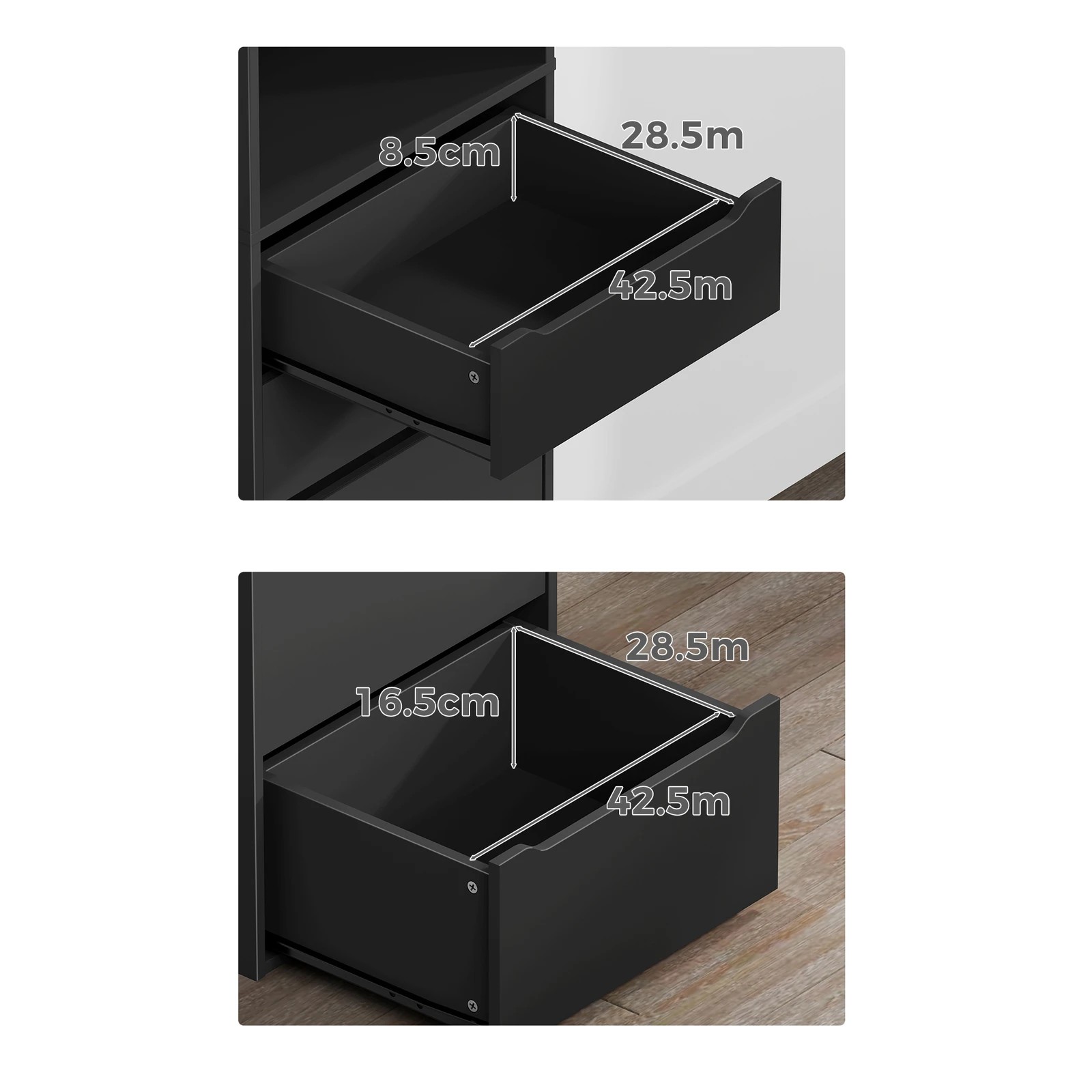 8 Alfordson Chest of 5 Drawers Office Storage Cabinet Tallboy Bedroom - Black, 8 of 10