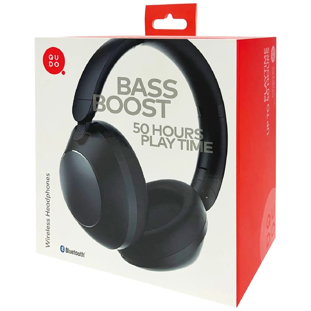 8 Qudo Wireless Bass Boost Headphones Black, 8 of 8