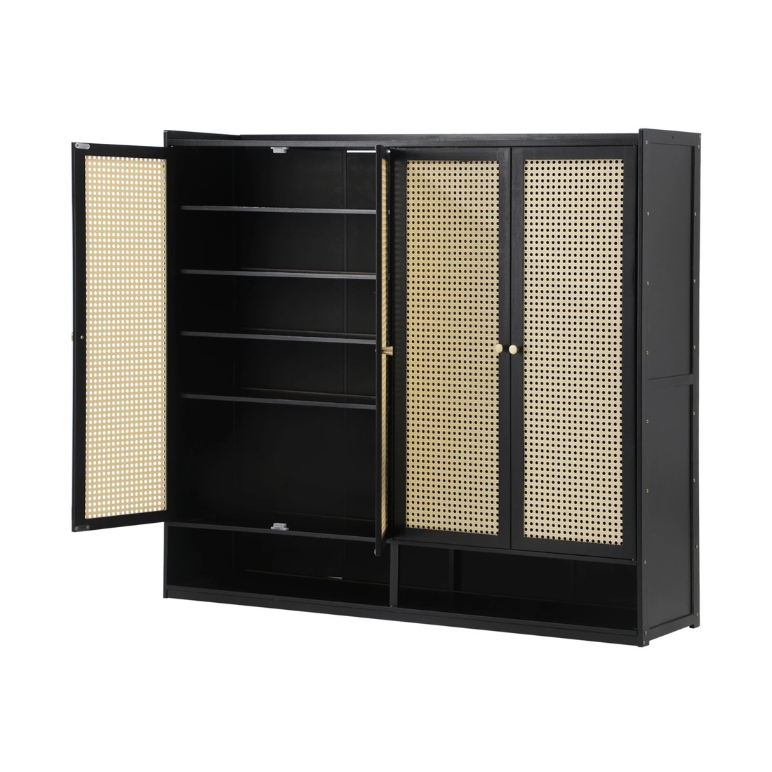 8 Oikiture Shoe Storage Cabinet Shoes Rack Organiser Shelf 4 Doors Rattan
 - Black, 8 of 9