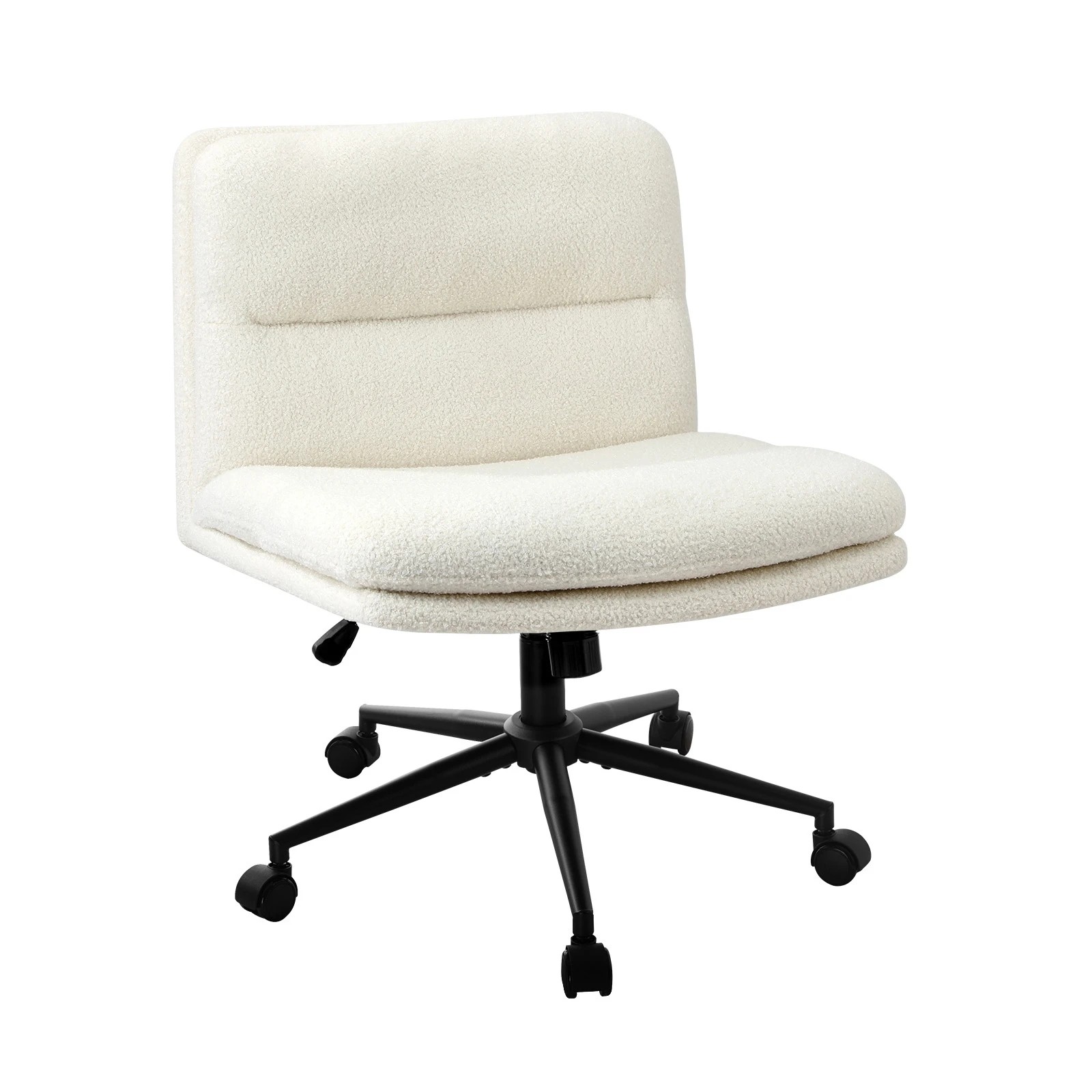 1 Oikiture Armless Office Desk Chair Boucle
 - White, 1 of 10