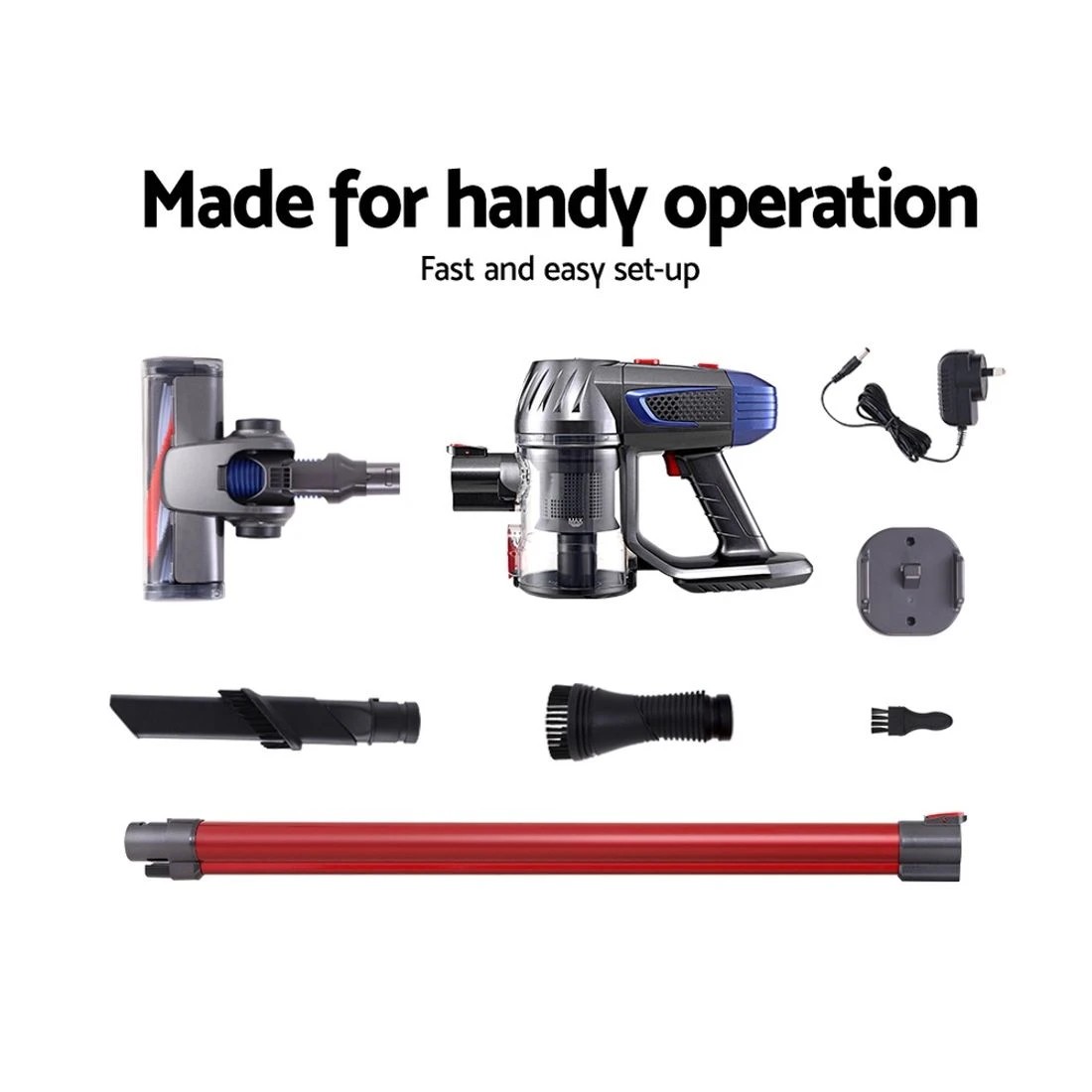 7 Devanti Stick Vacuum Cleaner Bagless Cordless  150W - Red, 7 of 7