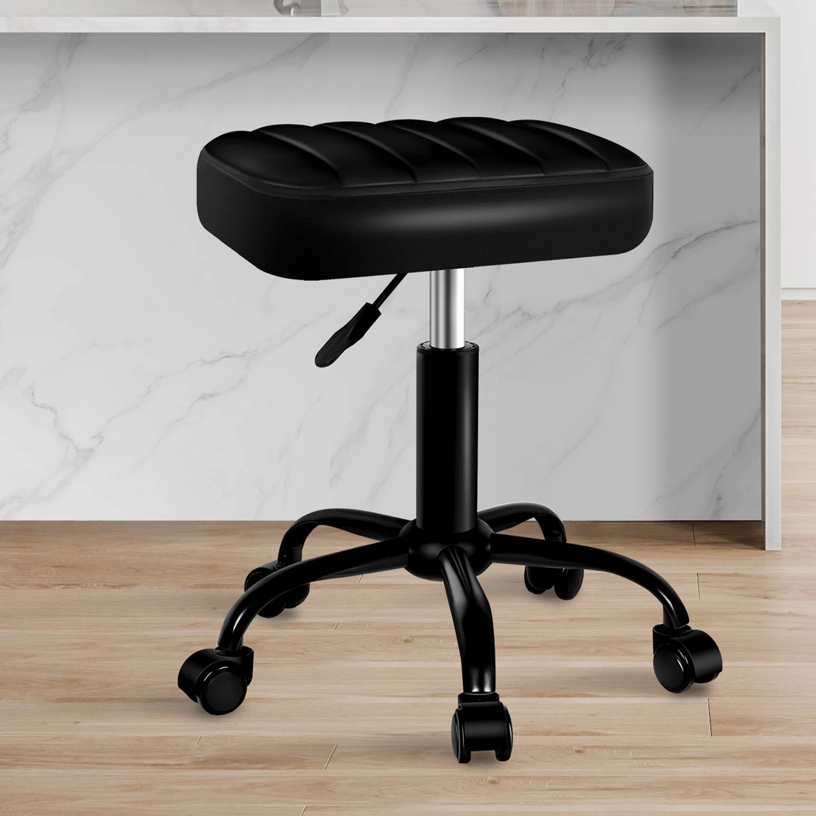 9 Alfordson Salon Stool Square Swivel Barber Hair Dress Chair - All Black, 9 of 9