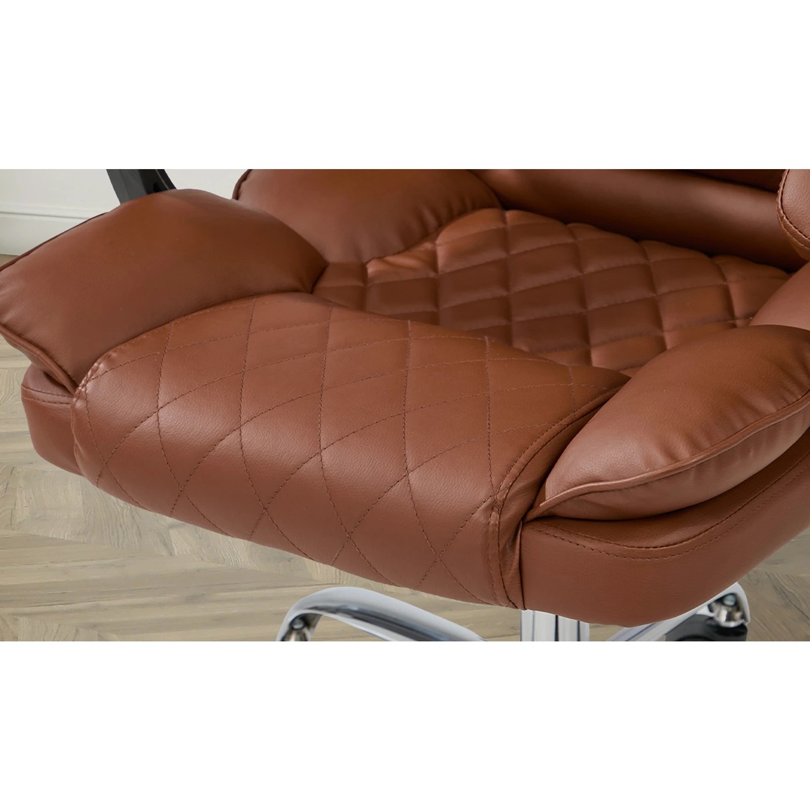 6 Oikiture Massage Office Chair Computer Racer PU Leather Seat Recliner - Brown, 6 of 7
