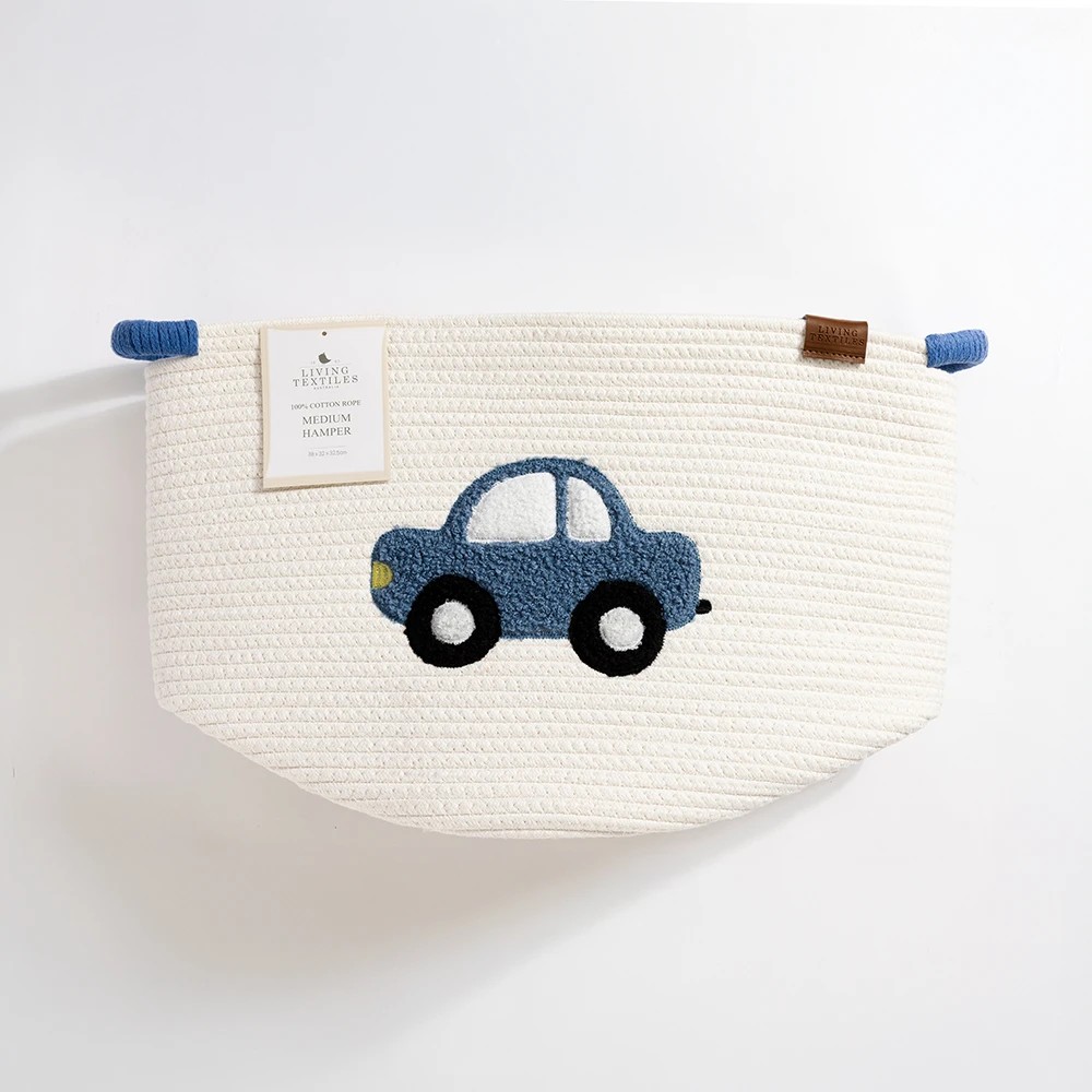 3 Living Textiles - Embroidered Cotton Rope Hamper - Car - Assorted, 3 of 4