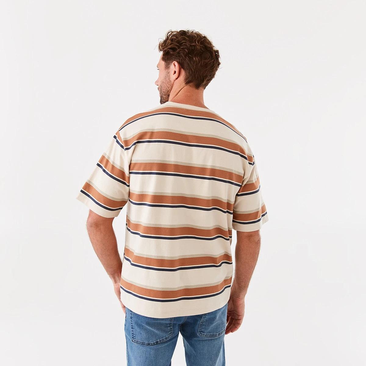 3 Oversized Striped T-Shirt Bge Strp, 3 of 6