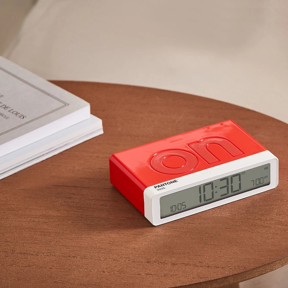 4 Lexon Flip Classic Reversible Alarm Clock PANTONE - 2035 Red - Red, 4 of 5