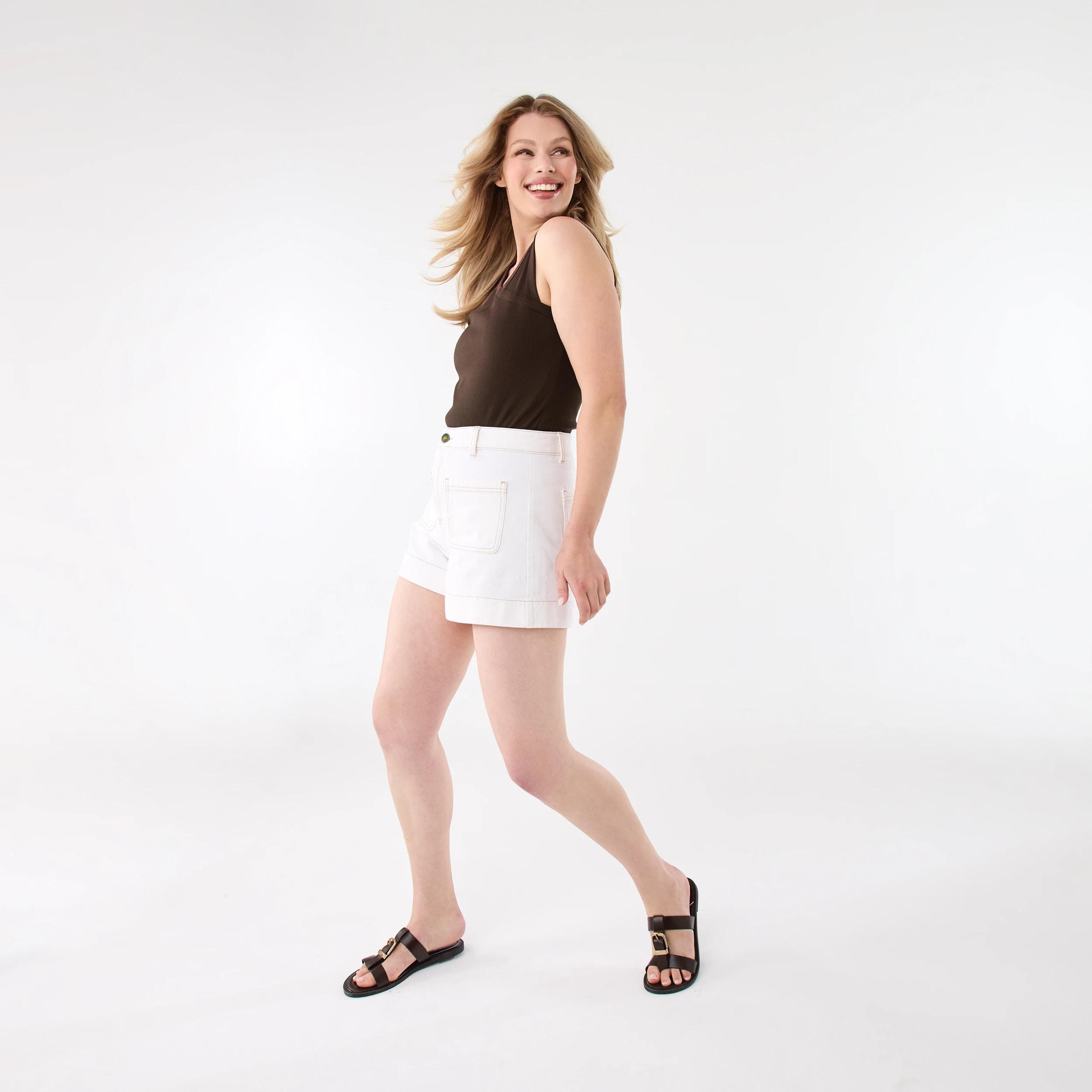 3 Pocket Front Denim Shorts Ecru, 3 of 8