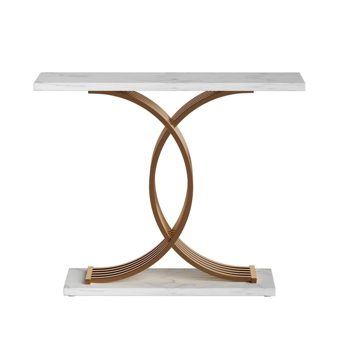 5 Artiss Console Table Marble Effect &Gold - White, 5 of 8