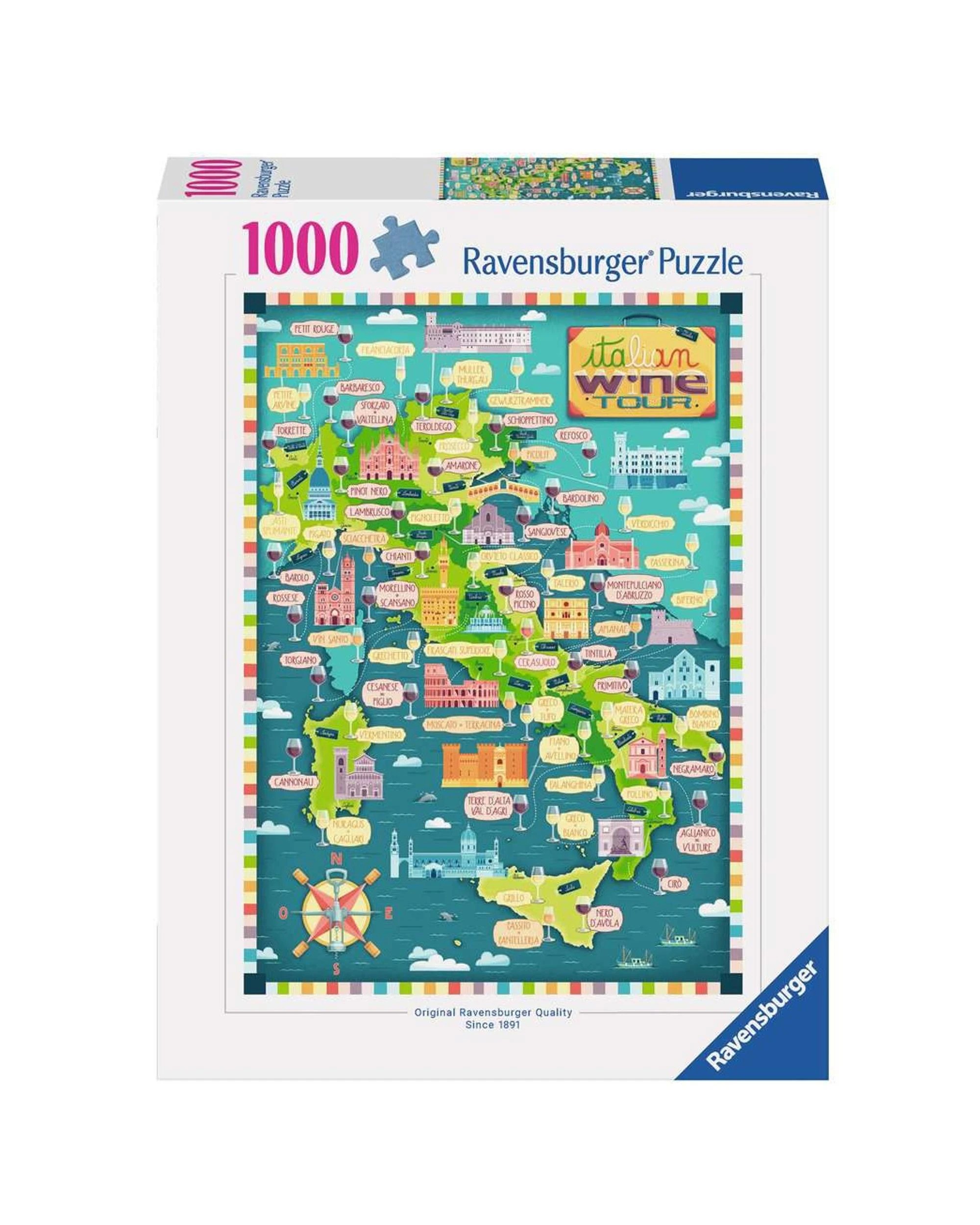 1 Ravensburger Italian Wine Tour Map of Italy 1000 Piece Jigsaw Puzzle, 1 of 2