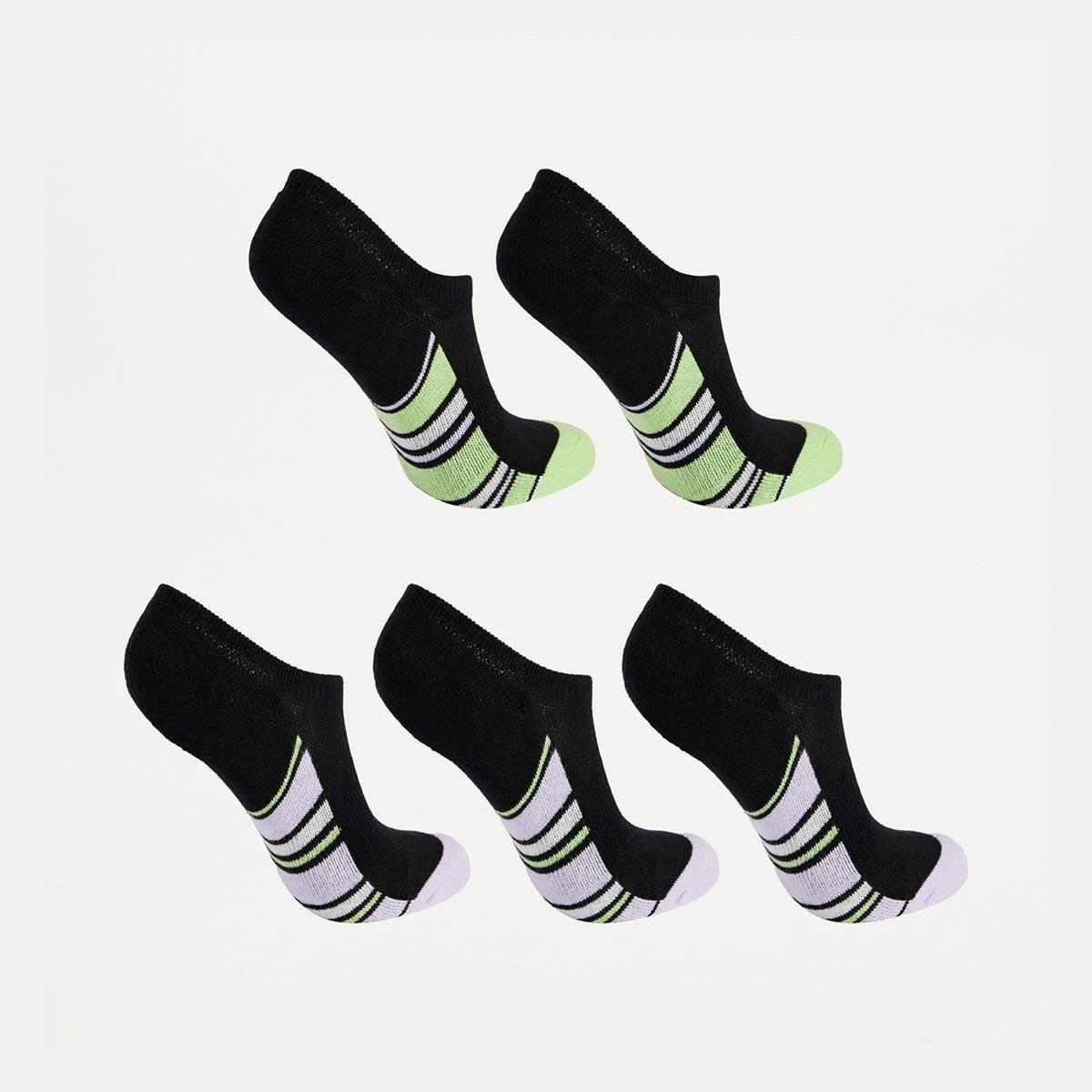 2 5 Pack Terry Sneaker Socks VARIGATED STRIPE PASTEL LILAC, 2 of 3