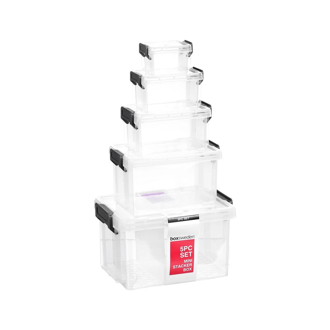 2 Boxsweden Mini Stacker Box Set 5Pc 2PK Stackable Storage Container Set
 - plain, 2 of 5