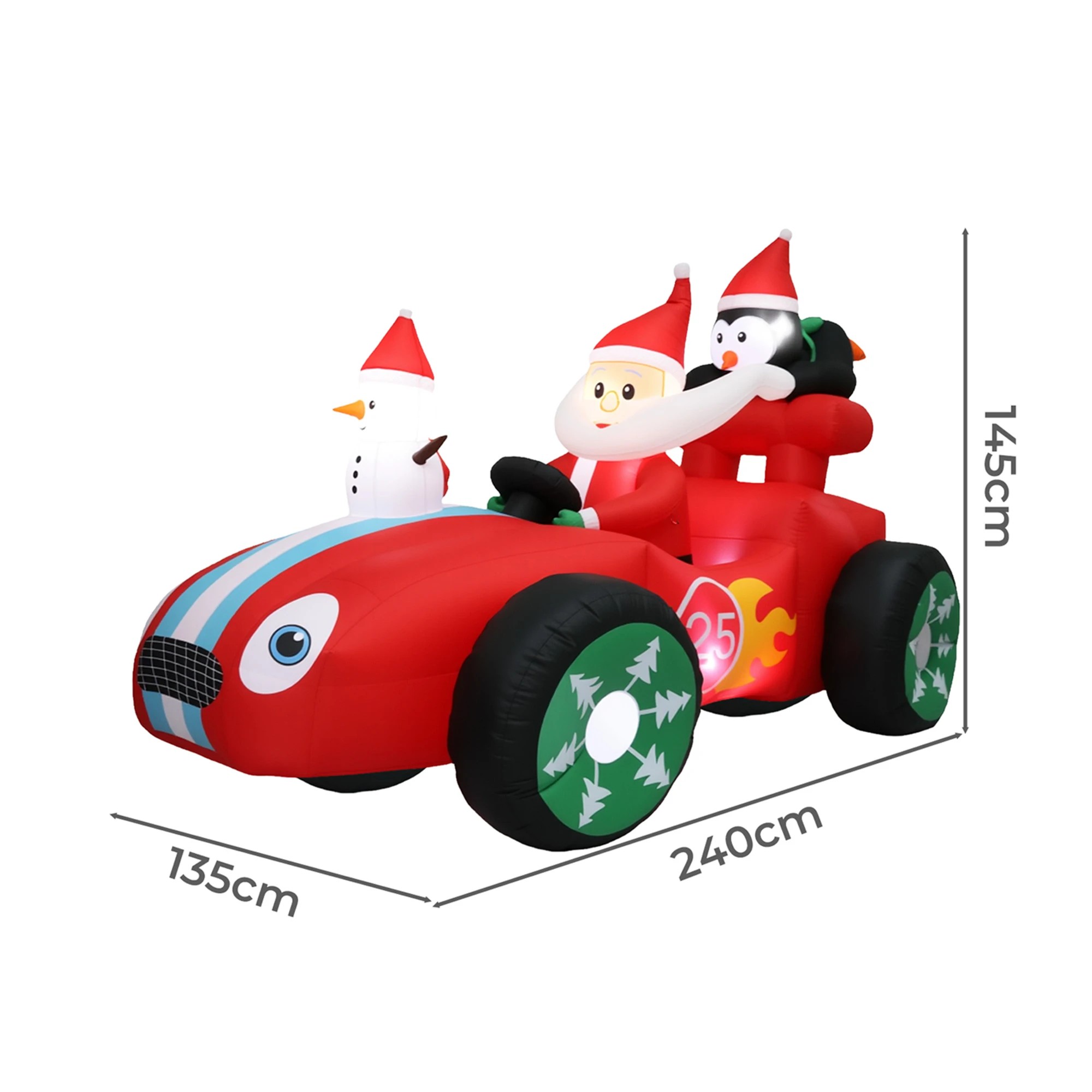 3 Santaco 2.4M Xmas Inflatable Decor Christmas Santa And Race Car, 3 of 6
