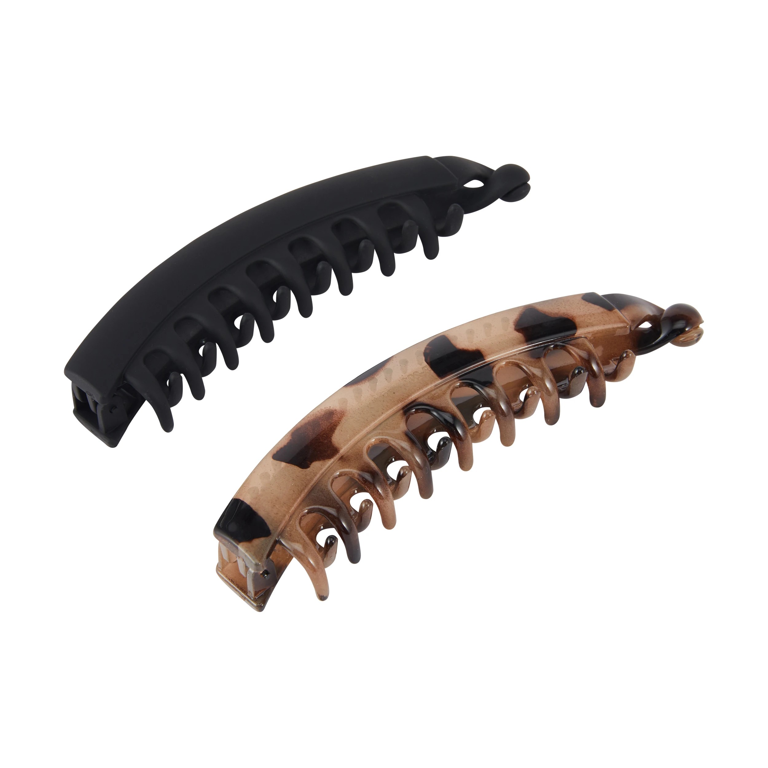 1 OXX Haircare 2 Piece Banana Clips - Black and Tort, 1 of 3
