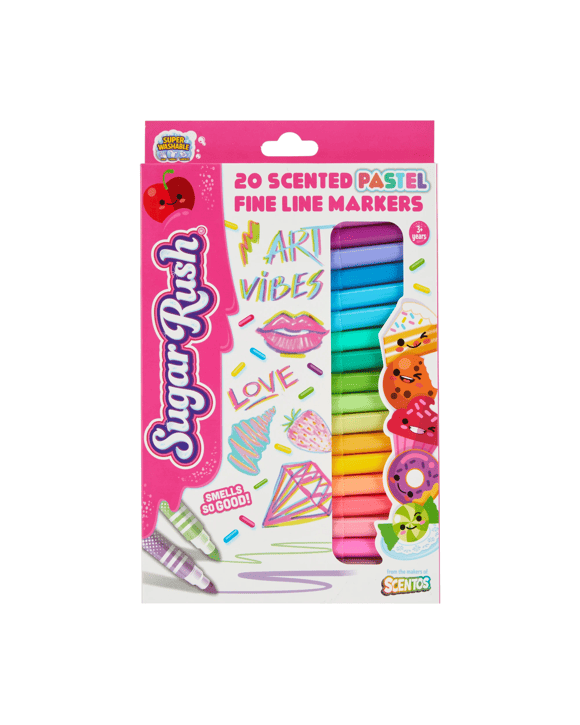 20 Pack Sugar Rush Scented Fine Line Markers - Pastel