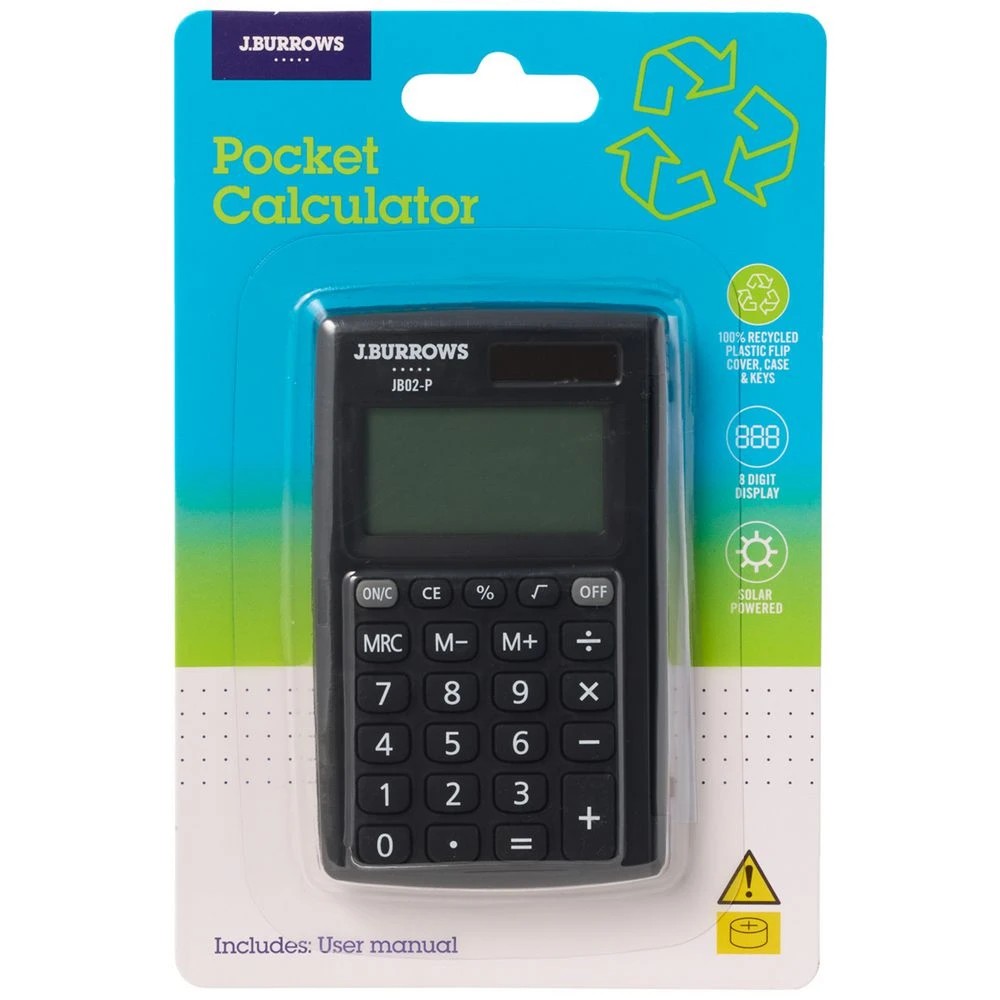 2 J.Burrows Pocket 8 Digit Calculator Black, 2 of 5