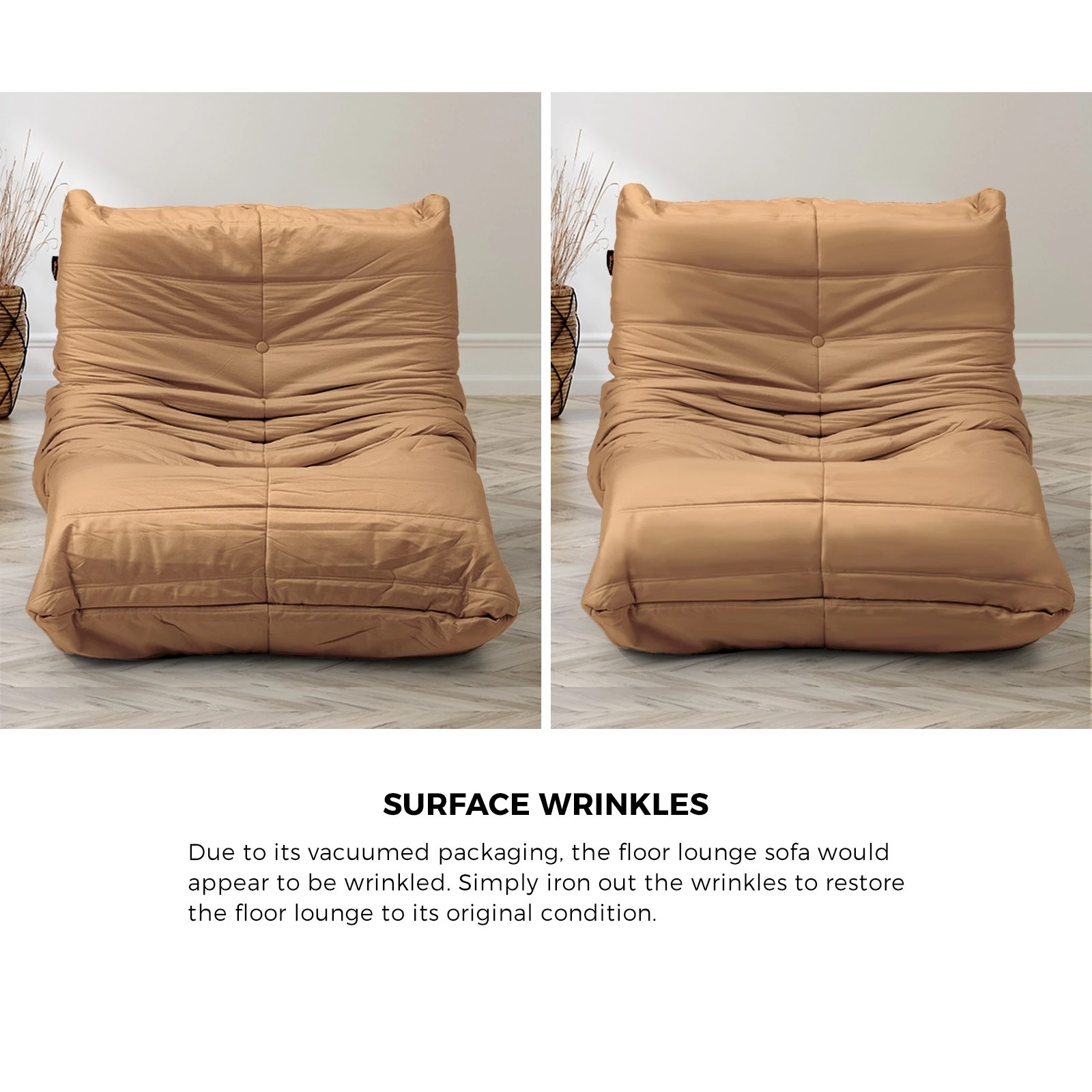 8 Oikiture Floor Sofa Accent Chair Lazy Couch Lounge - Brown, 8 of 10