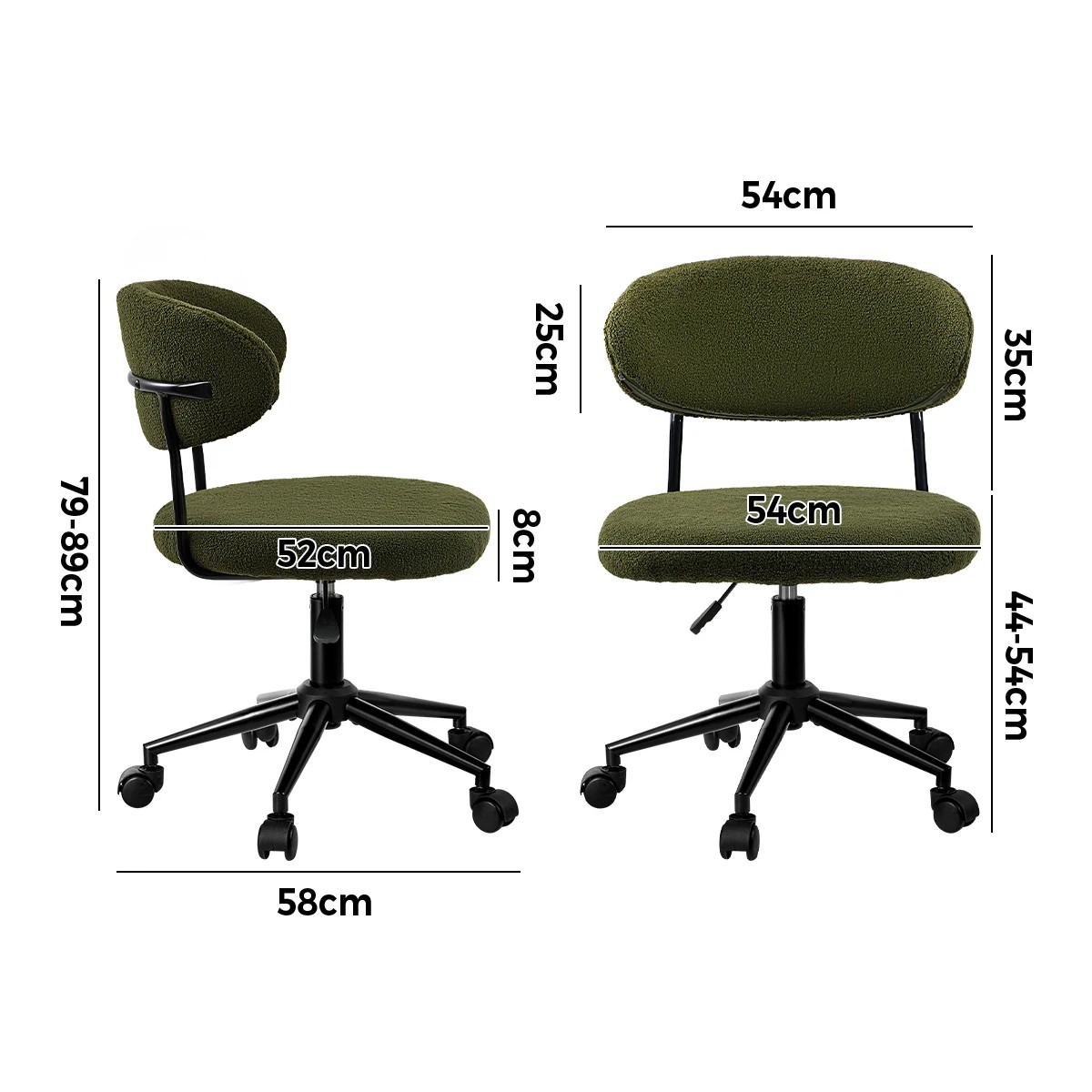 2 Oikiture Armless Office Chair Mid Back Wide Seat Swivel Home Desk Chair - Green, 2 of 6