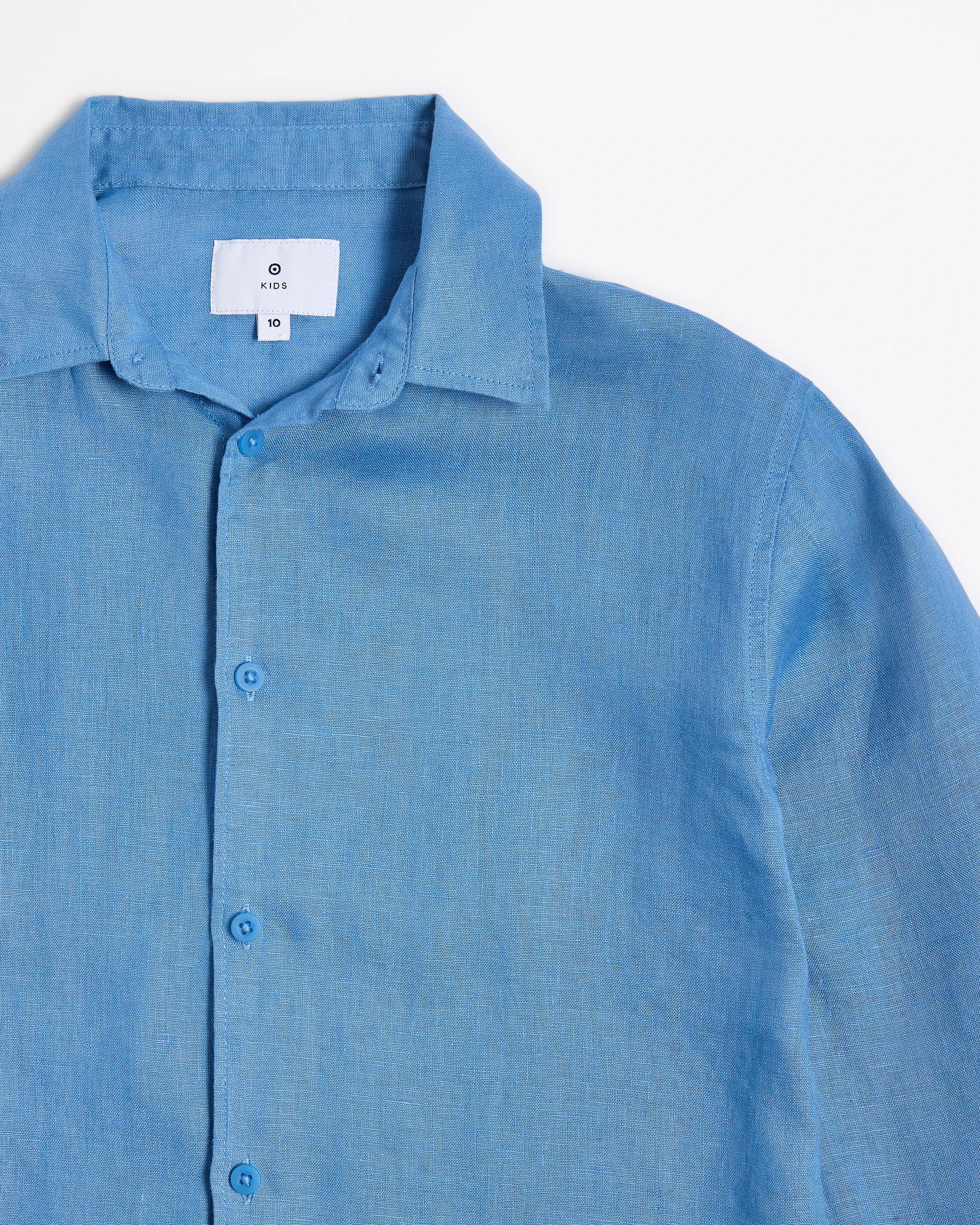 5 Target European Linen Long Sleeve Shirt BLUE, 5 of 5