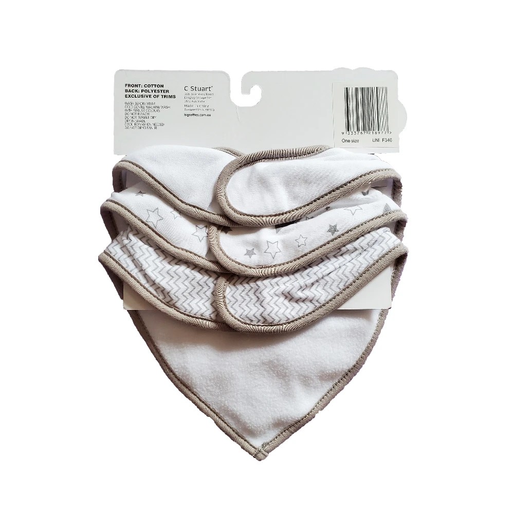 2 Big Softies 3 Pack Bandana Bibs, Grey star, 2 of 2