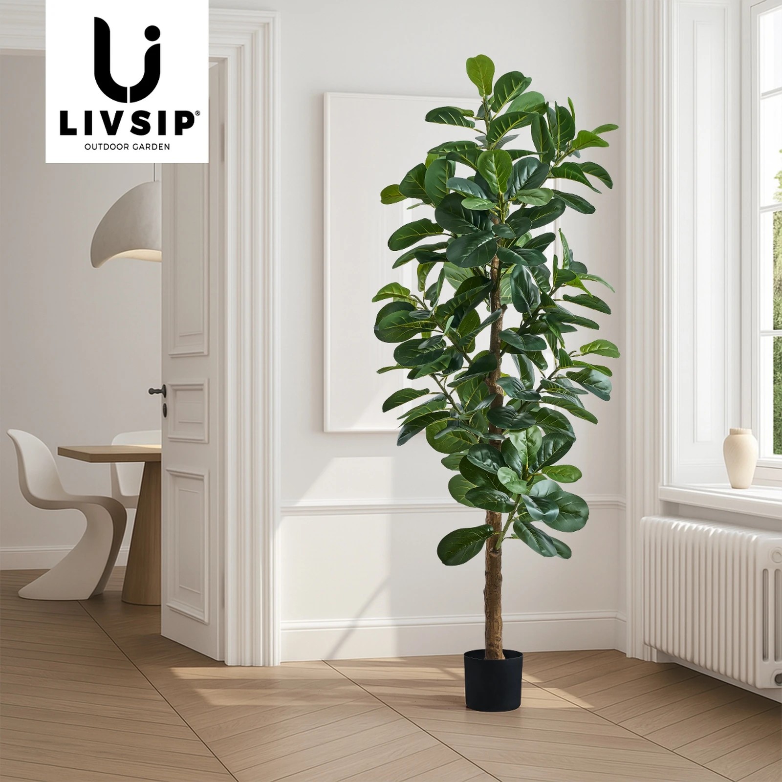 6 Livsip 180cm Artificial Fiddle Leaf Fig Tree - Green, 6 of 10