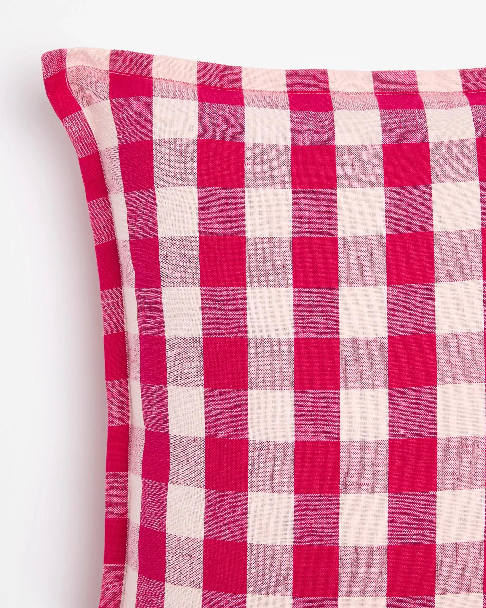 2 Target Sutton Linen Cotton YD Gingham Cushion - Pink, 2 of 4