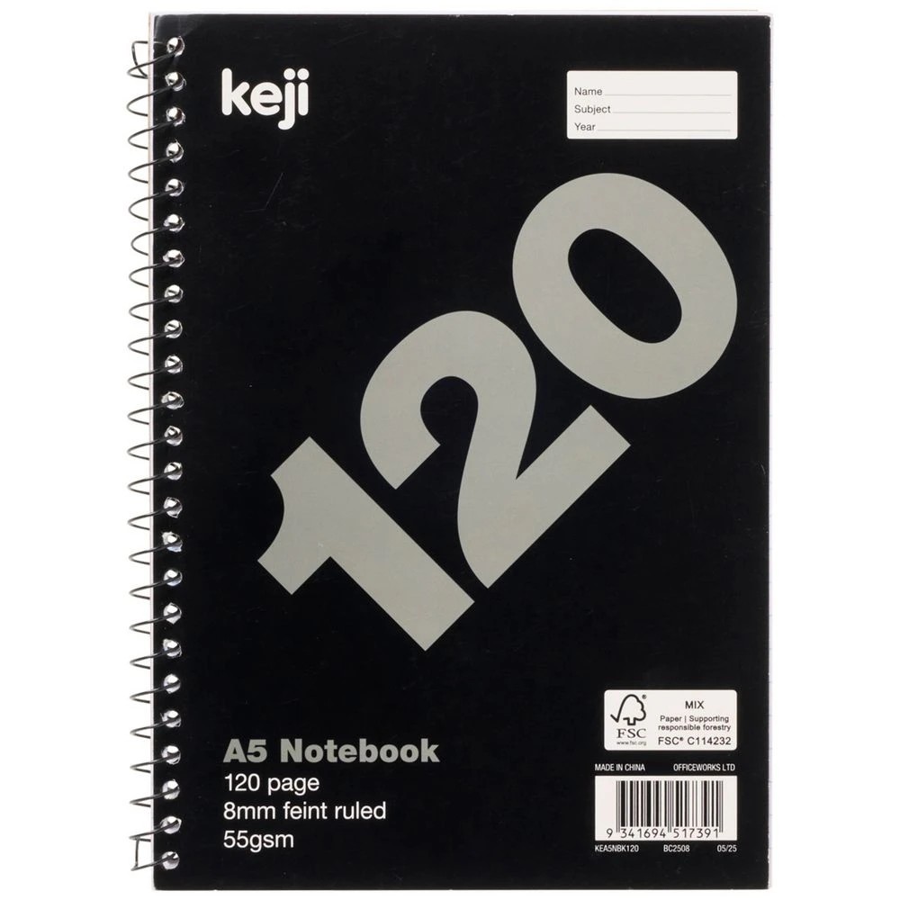 1 Keji A5 Notebook 120 Page Black, 1 of 3
