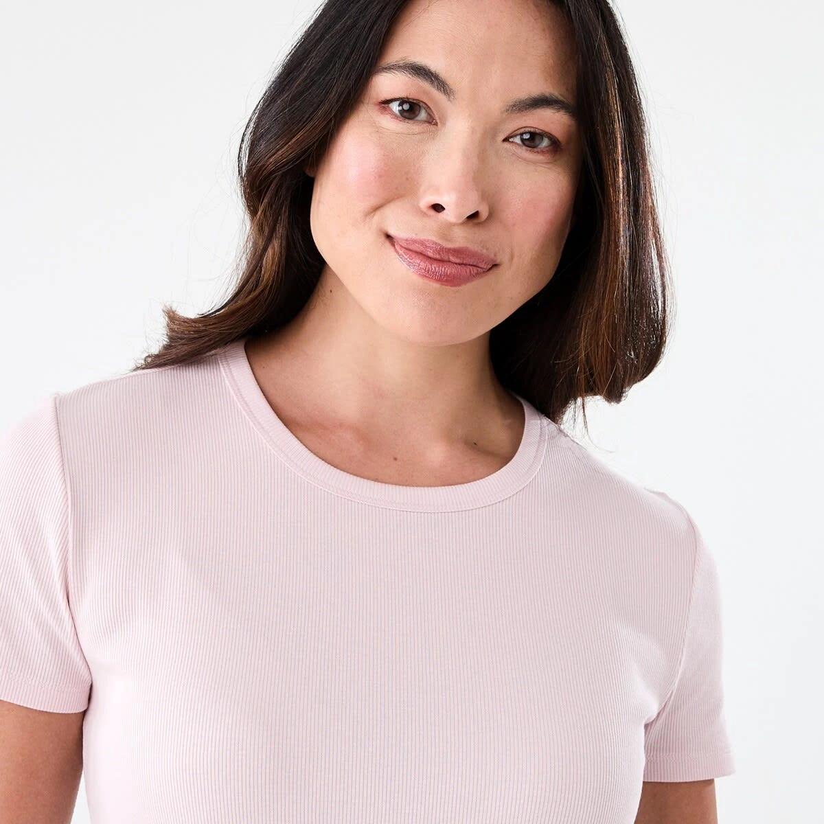 4 Short Sleeve Rib Crew Neck T-shirt SOFT BLOSSOM, 4 of 5