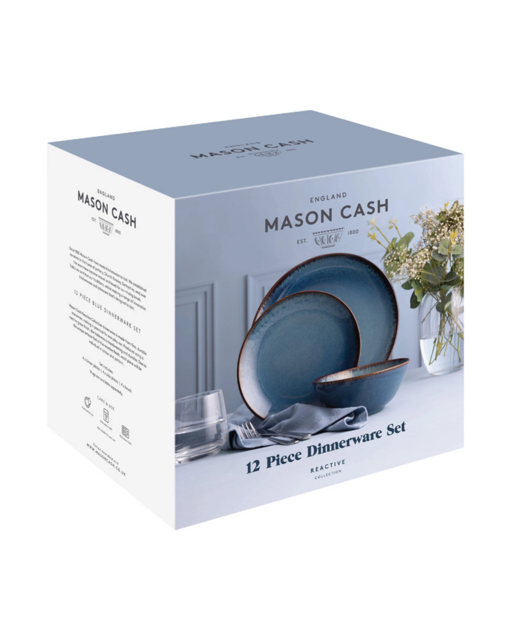 2 Mason Cash Reactive Glaze 12 Piece Dinner Set - Blue, 2 of 3