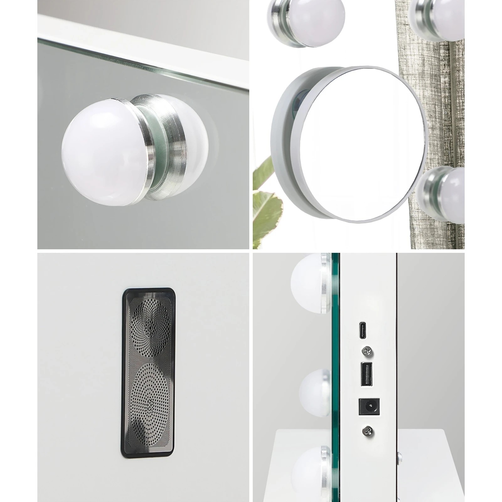 3 Oikiture Led Arched Makeup Mirror Bluetooth Hollywood 61x43cm Vanity Wall Mirrors
 - White, 3 of 7