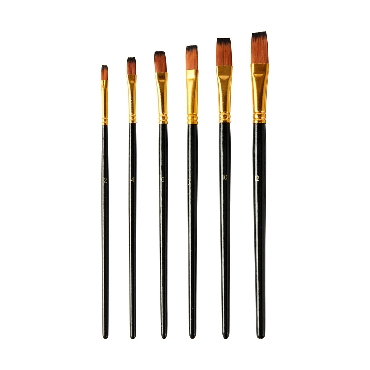 3 6 Pack Flat Taklon Brush Set, 3 of 5