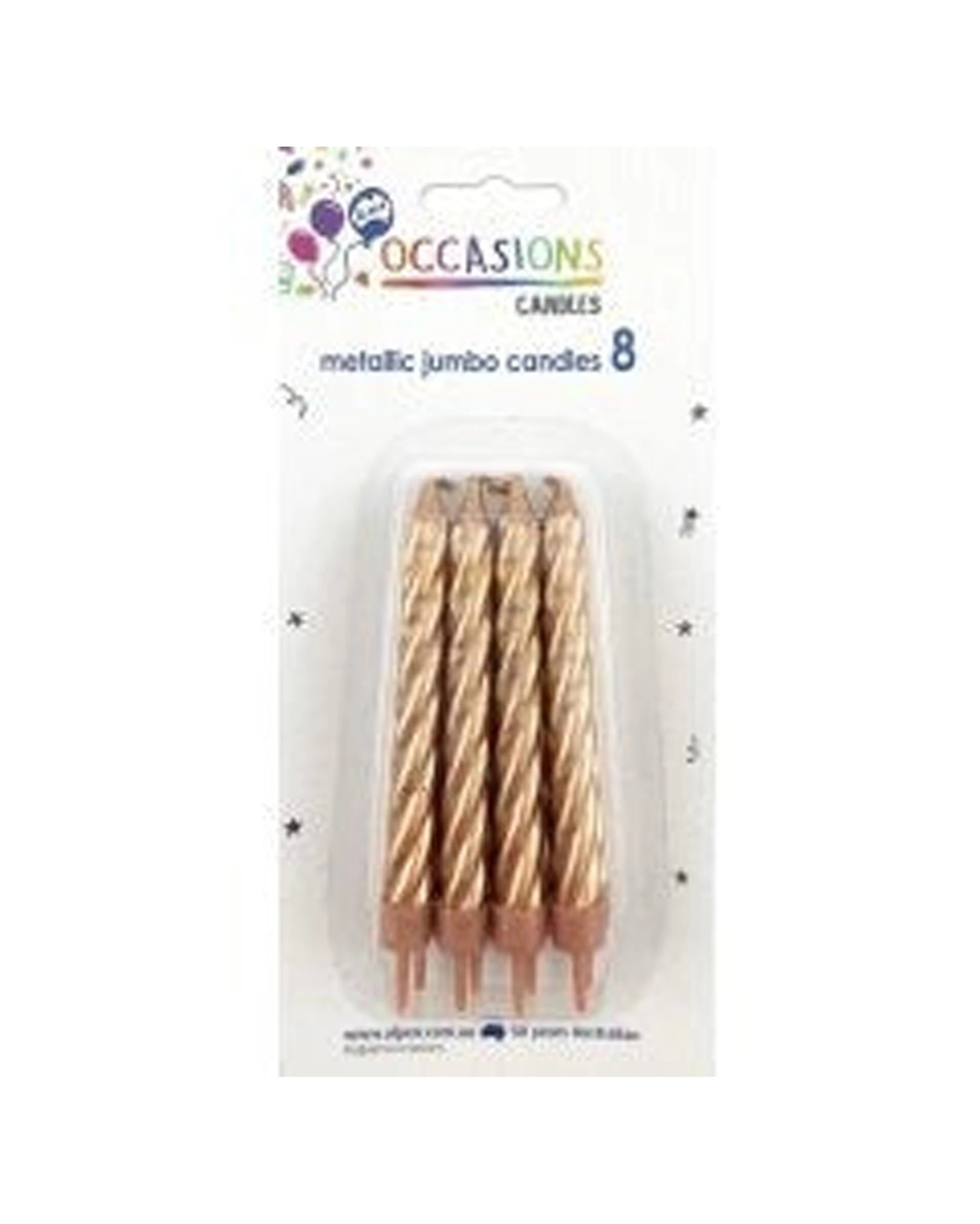 1 Alpen 8pc Metallic Rose Jumbo Candle With Holder Birthday Celebration - Gold, 1 of 1