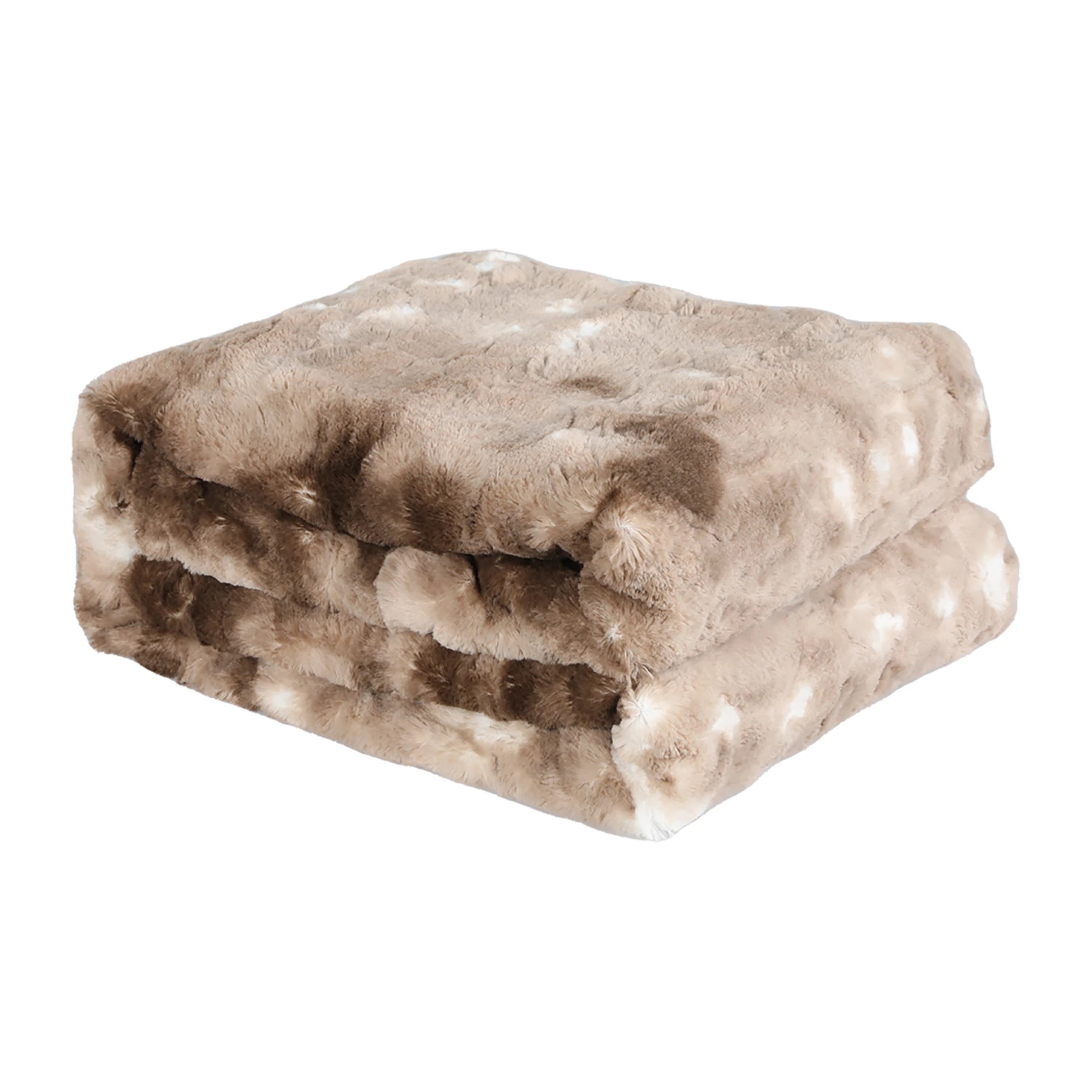 1 Dreamz Small Faux Fur Blanket - Brown, 1 of 4