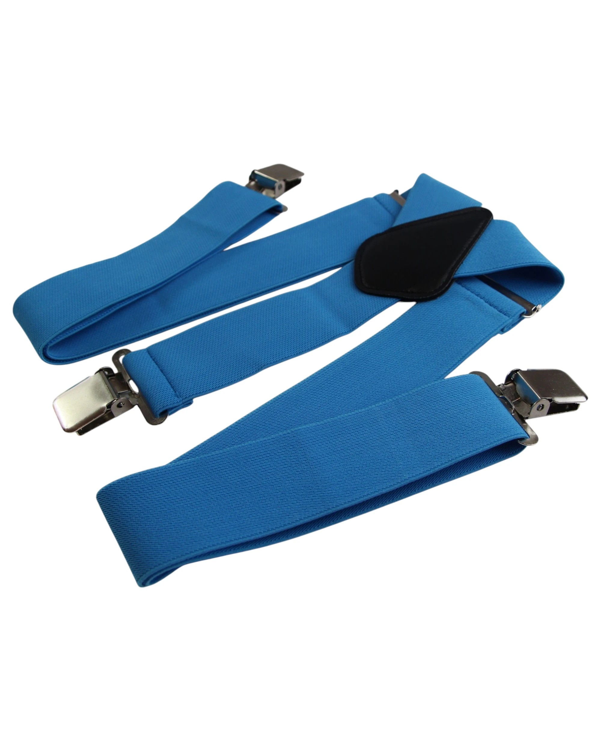 2 Zasel Mens Extra Wide Heavy Duty Adjustable 120cm Light Blue Suspenders, 2 of 3