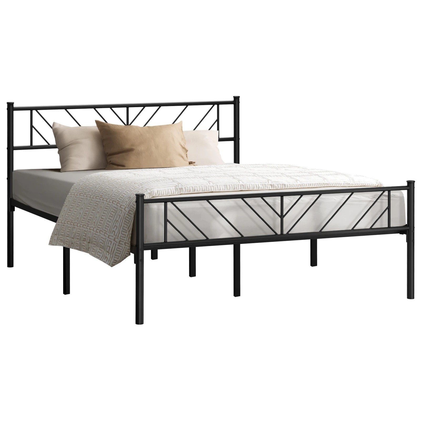 1 Oikiture Metal Bed Frame Double Size Bed Base Platform Sis
 - Black, 1 of 9