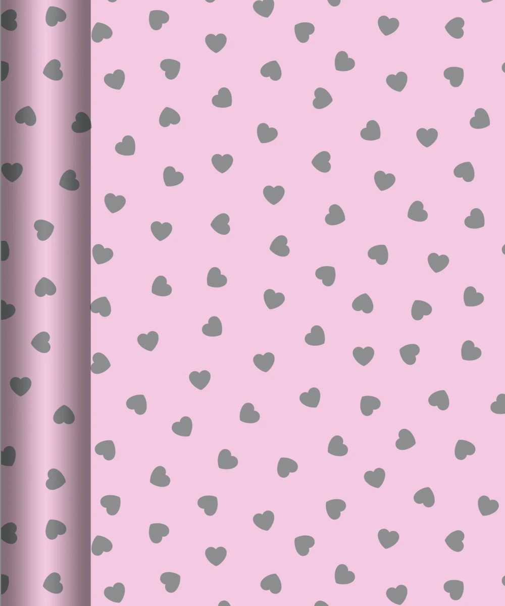 1 Hallmark Gift Wrap Roll - Pink Hearts