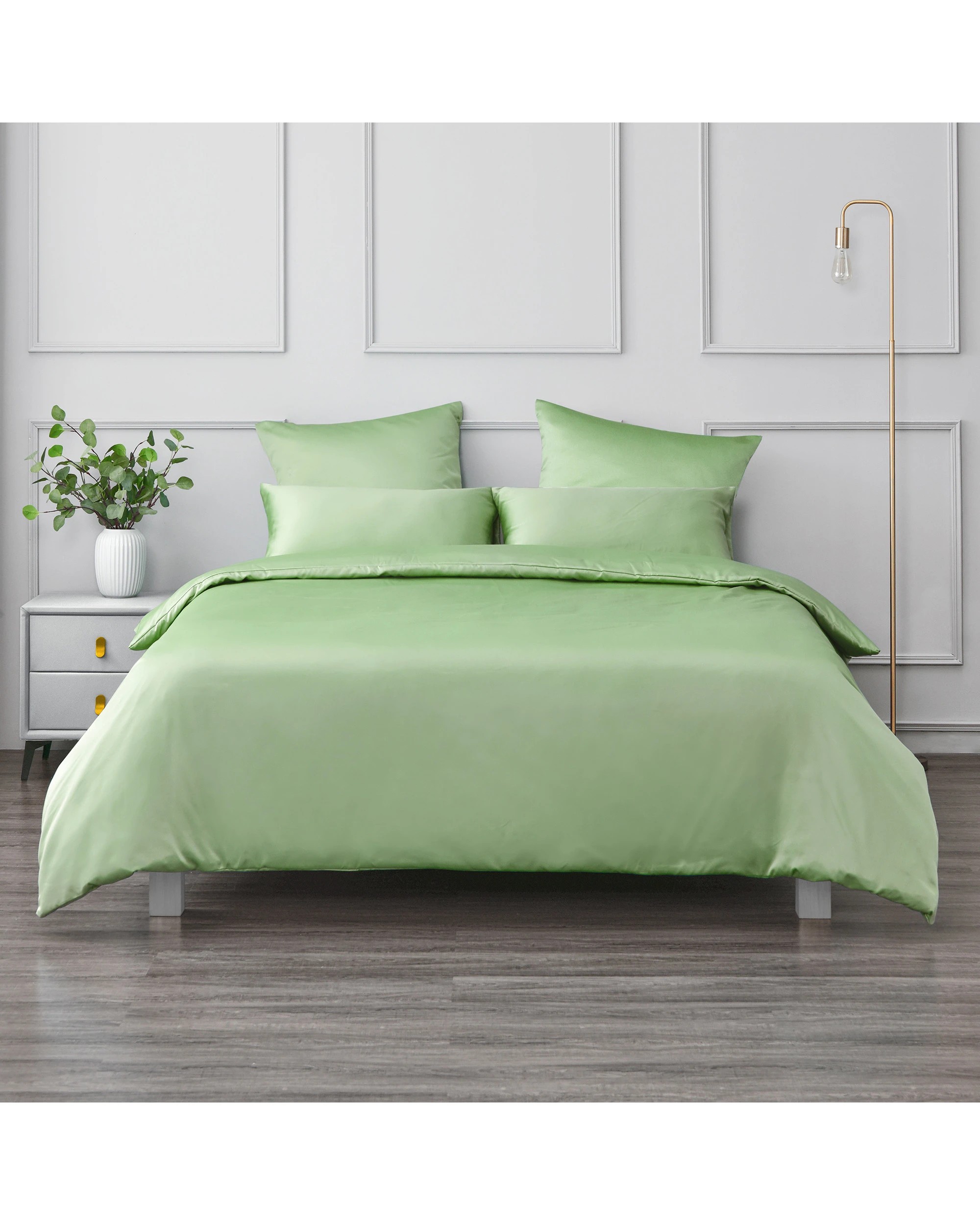 1 Dreamaker Matte Satin Quilt Cover Set - Queen Bed - Sage, 1 of 7