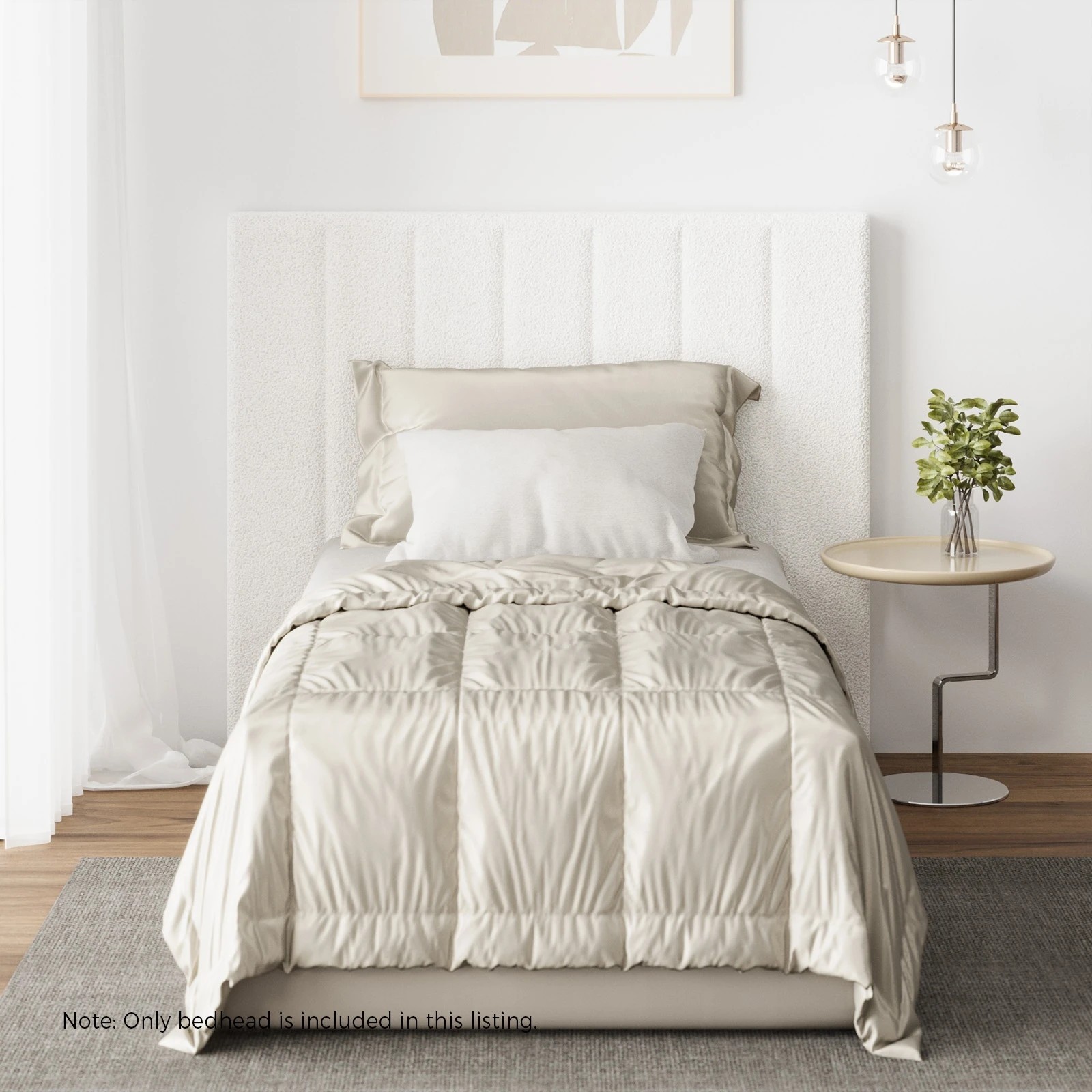 3 Oikiture Bed Frame Headboard King Single Size Head Bedhead
 - White, 3 of 10