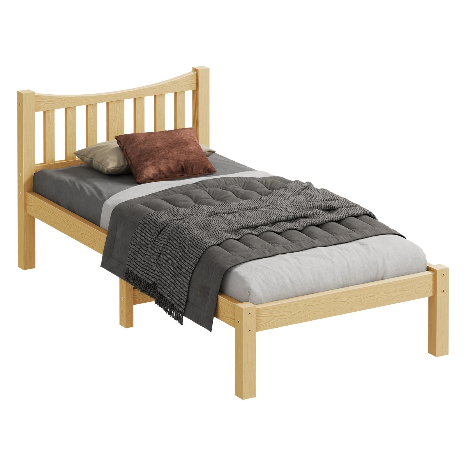 1 Alfordson Bed Frame Wooden Single Size Solid Pine Timber Base Cambrie - Natural, 1 of 10