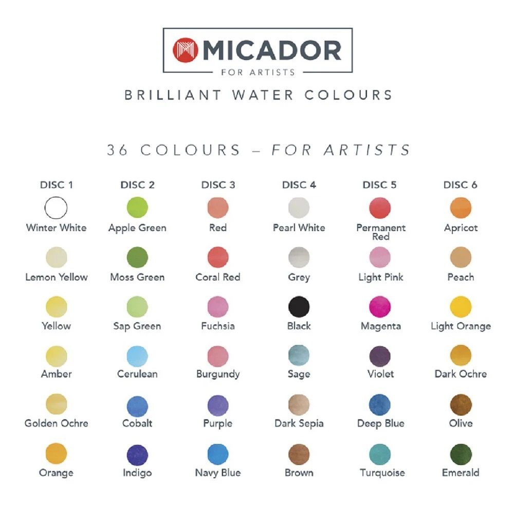 4 Micador for Artists Brilliant Watercolour Disc 36 Pack, 4 of 4